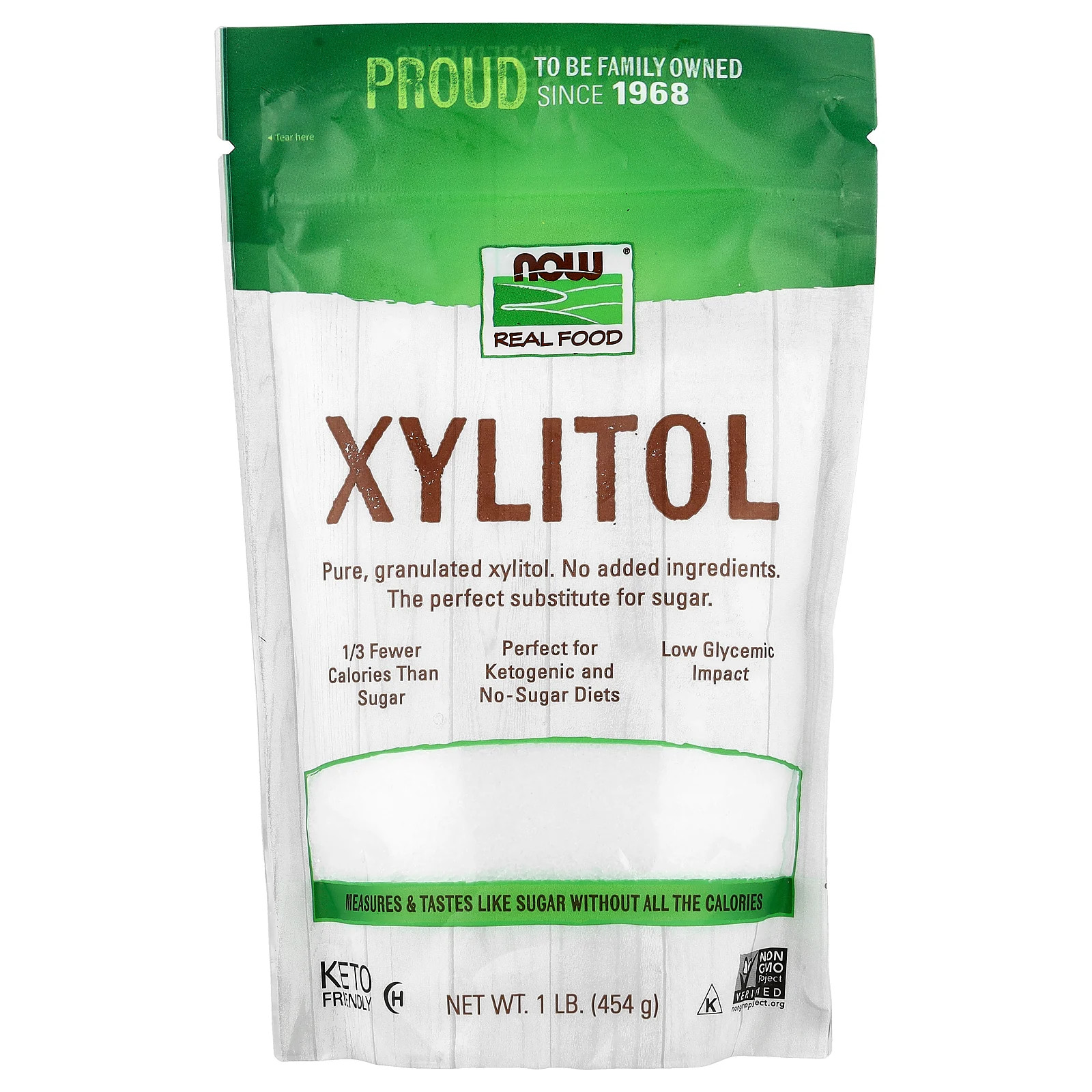 Now Foods Real Food Xylitol 1 lb 454 g Kosher, Vegan, Vegetarian