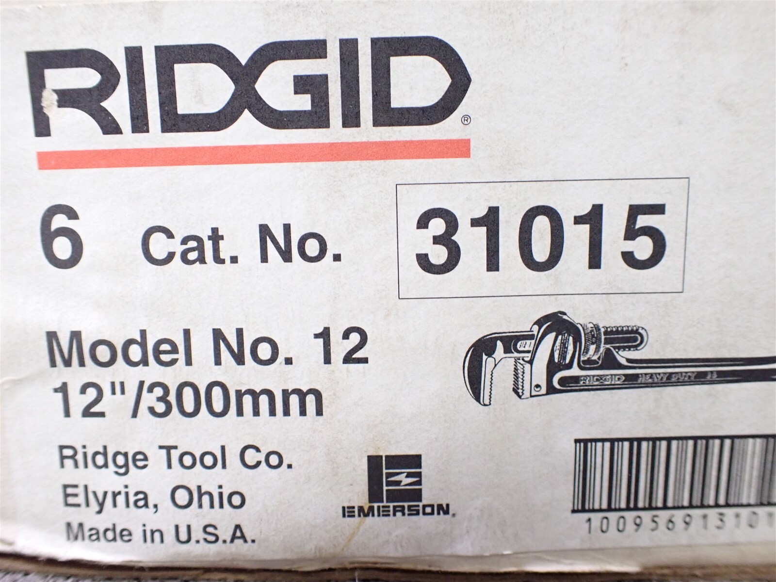 Ridgid 31015 Heavy Duty 12" Straight Pipe Wrench (O17)