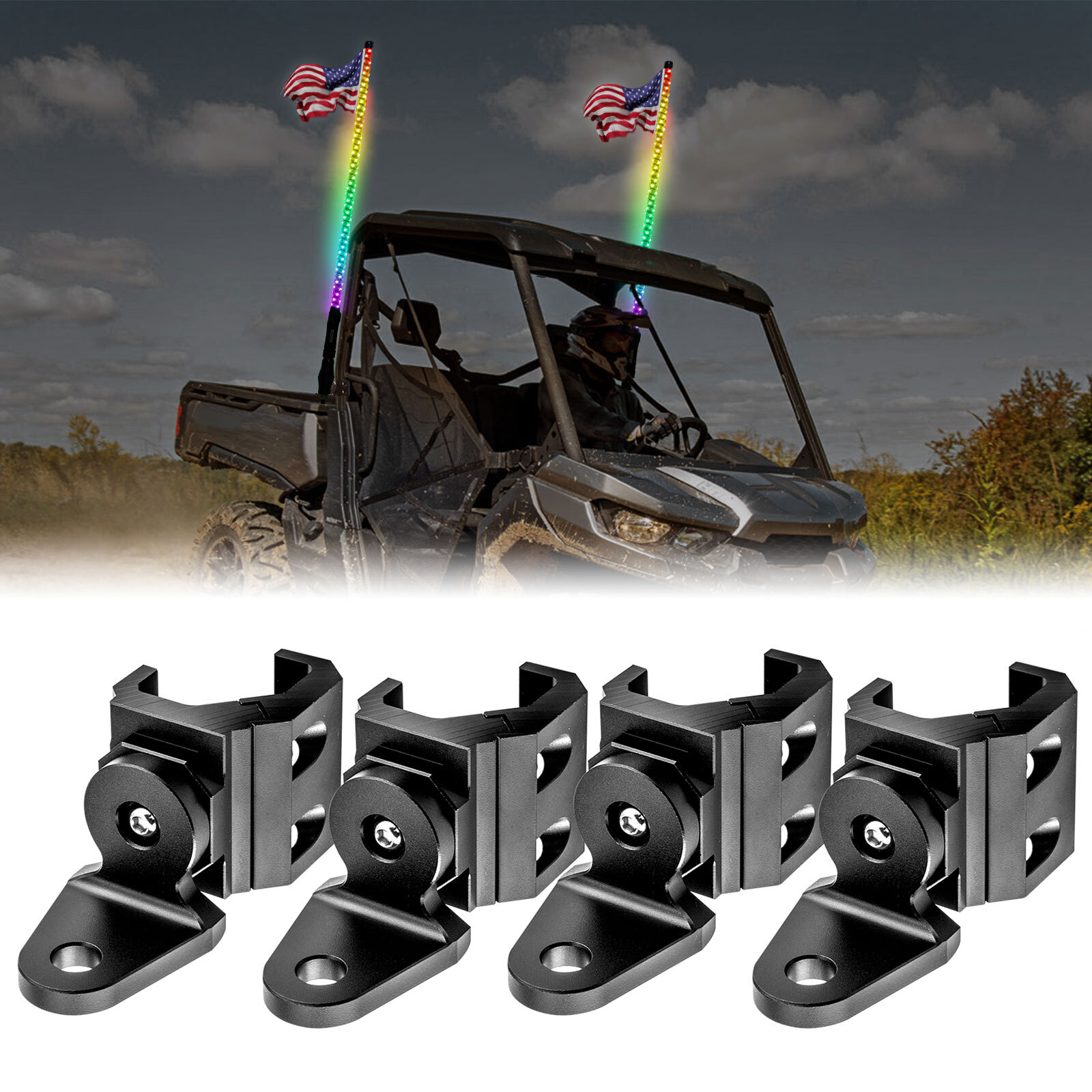 4PCS UTV LED Whip Light Mount Clamp Pro-fit Cage For CFMOTO UFORCE 600 1000