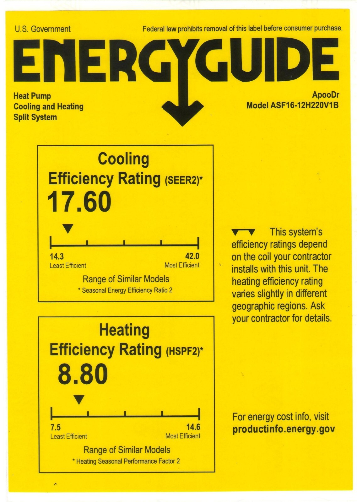 12000 BTU Mini Split 17.6 SEER2 INVERTER Ductless Air Conditioner Heat Pump 220V