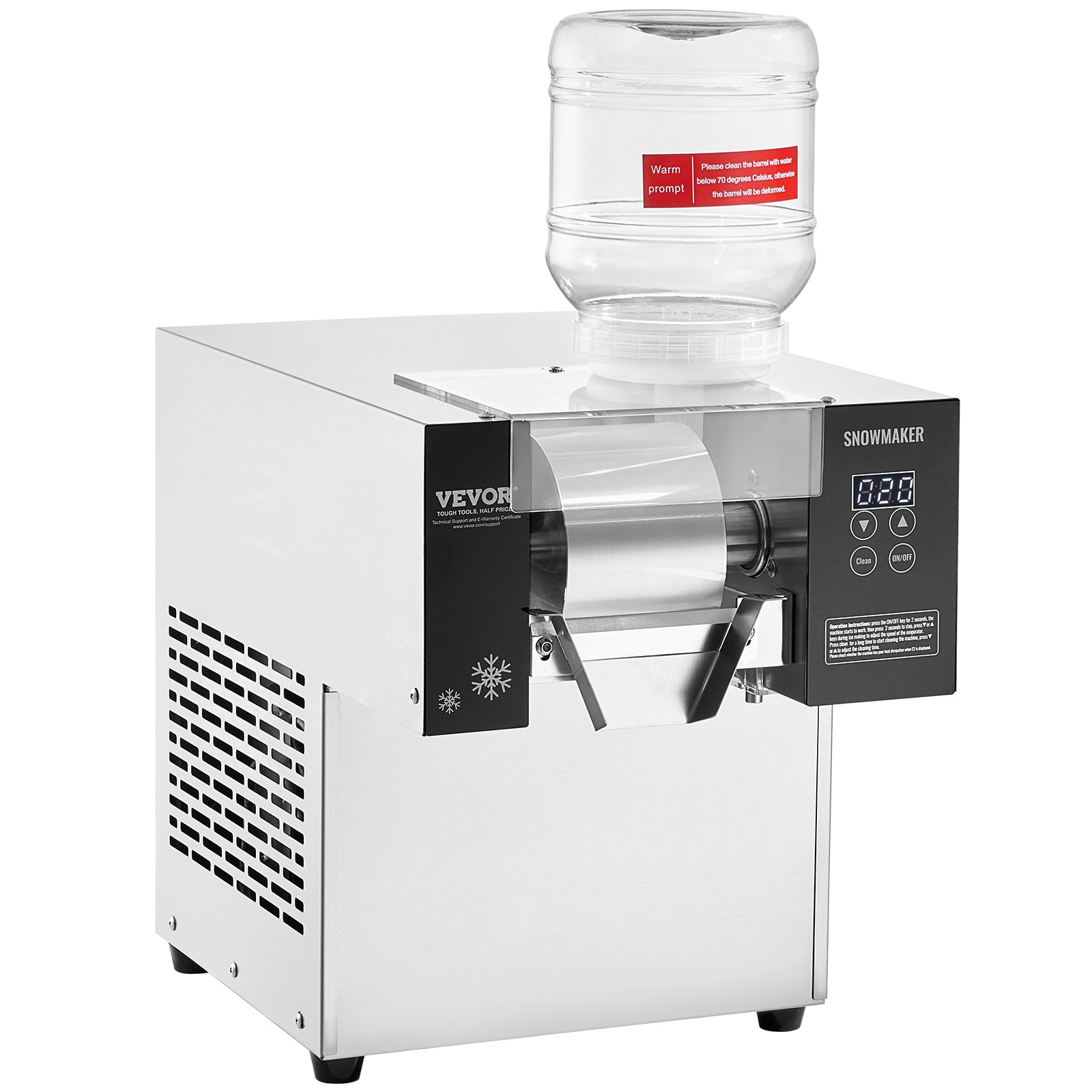 VEVOR Commercial Snowflake Ice Machine 375LBS/24H Stainless Steel for Ice Cream