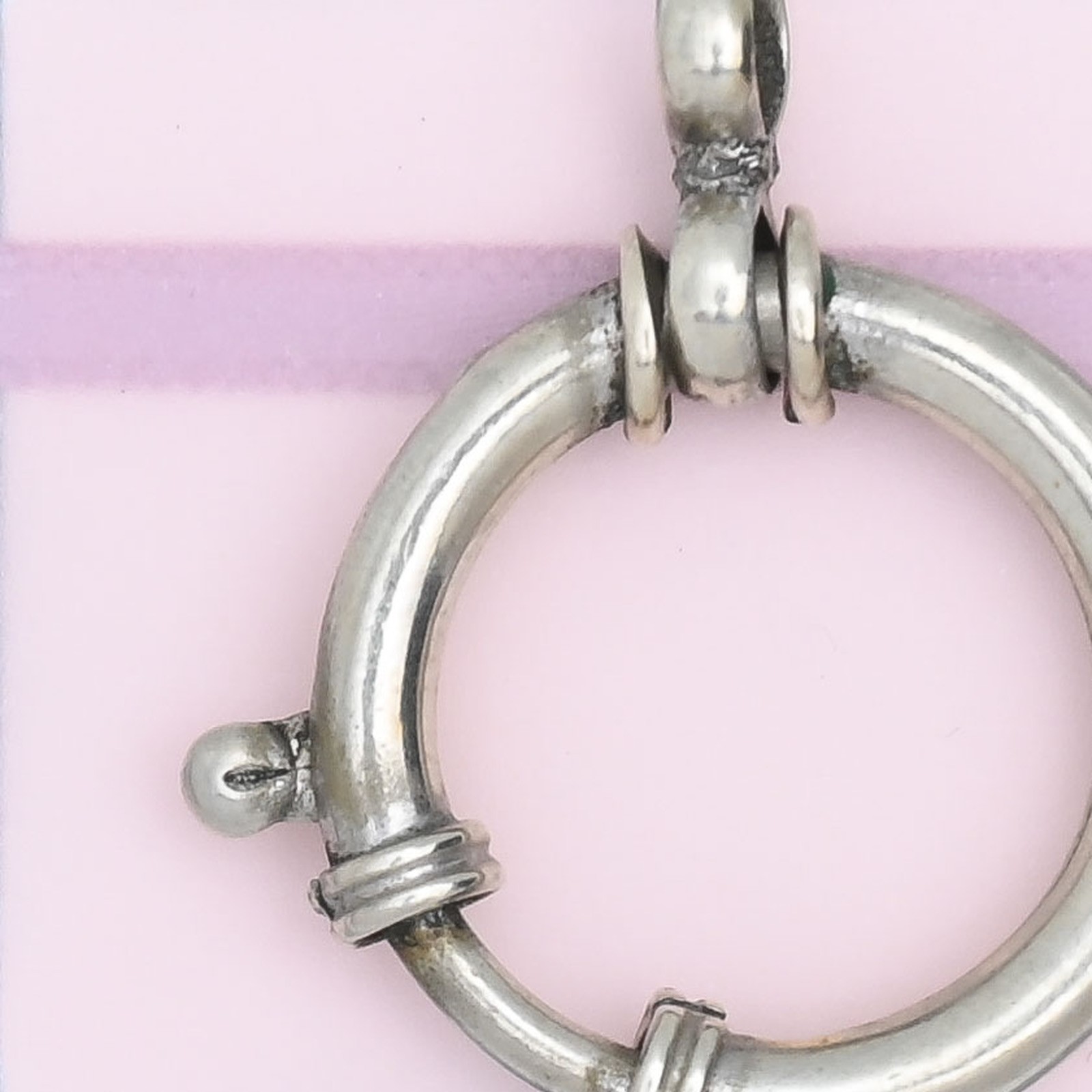 Antique Victorian Silver OVERsized Spring Ring Clasp for Charm Pendant