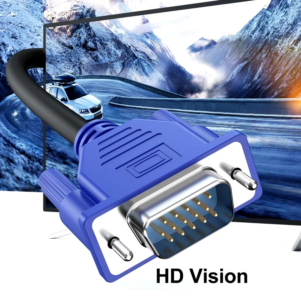6FT HDMI Male to VGA Male Converter Adapter 1080P Cable for PC Monitor HDTV Roku