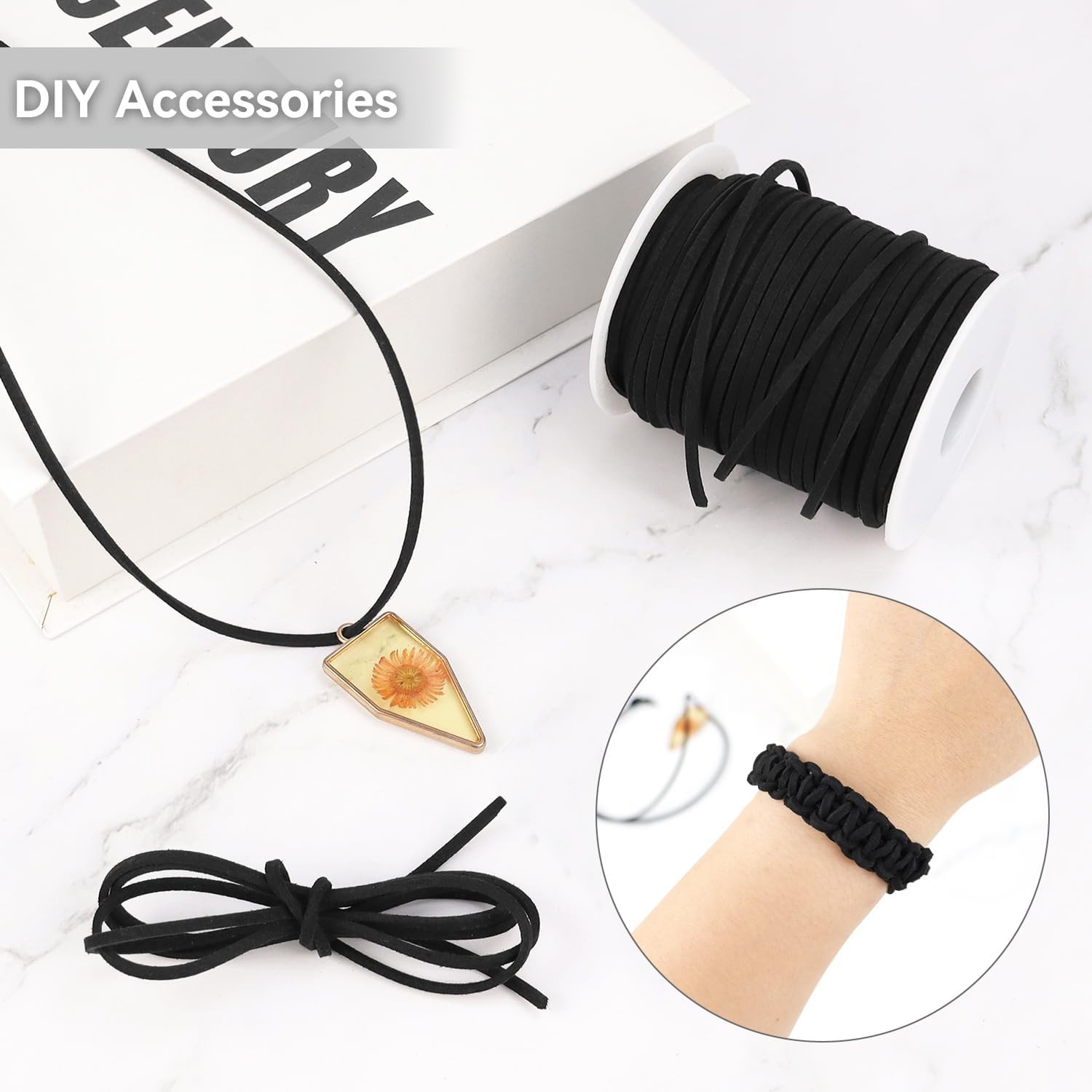 Leather String Suede Cord Cords Rope for Jewelry Making Black