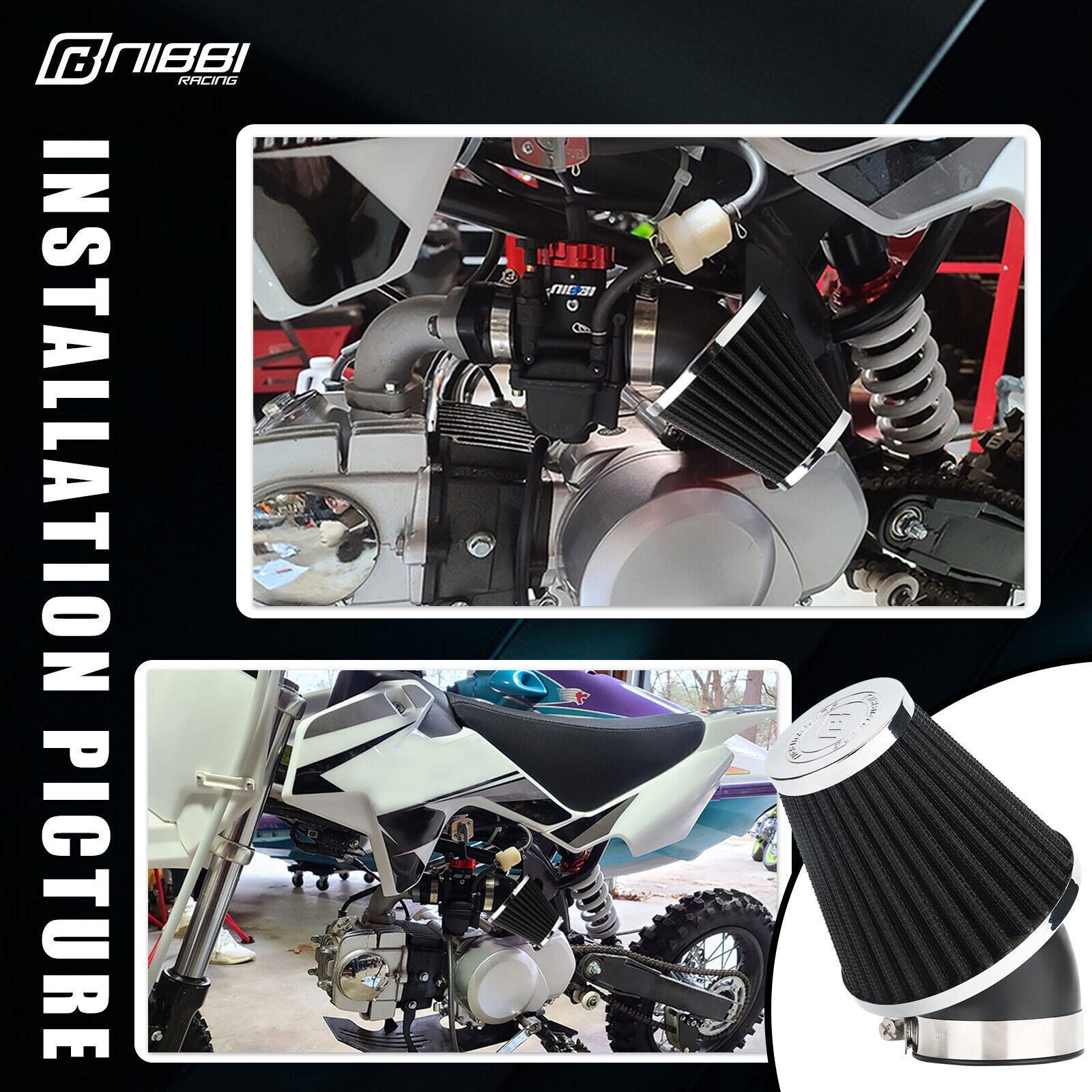 NIBBI PE22 Carburetor Air Filter For 110cc 125cc SSR Sunl Taotao Pit Bike ATV