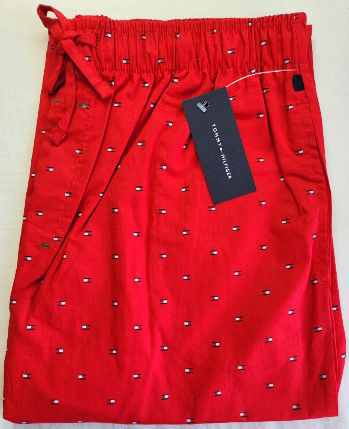 Tommy Hilfiger Men’s Pajama Lounge Sleep Pants Large Red Allover Logo MSRP$42