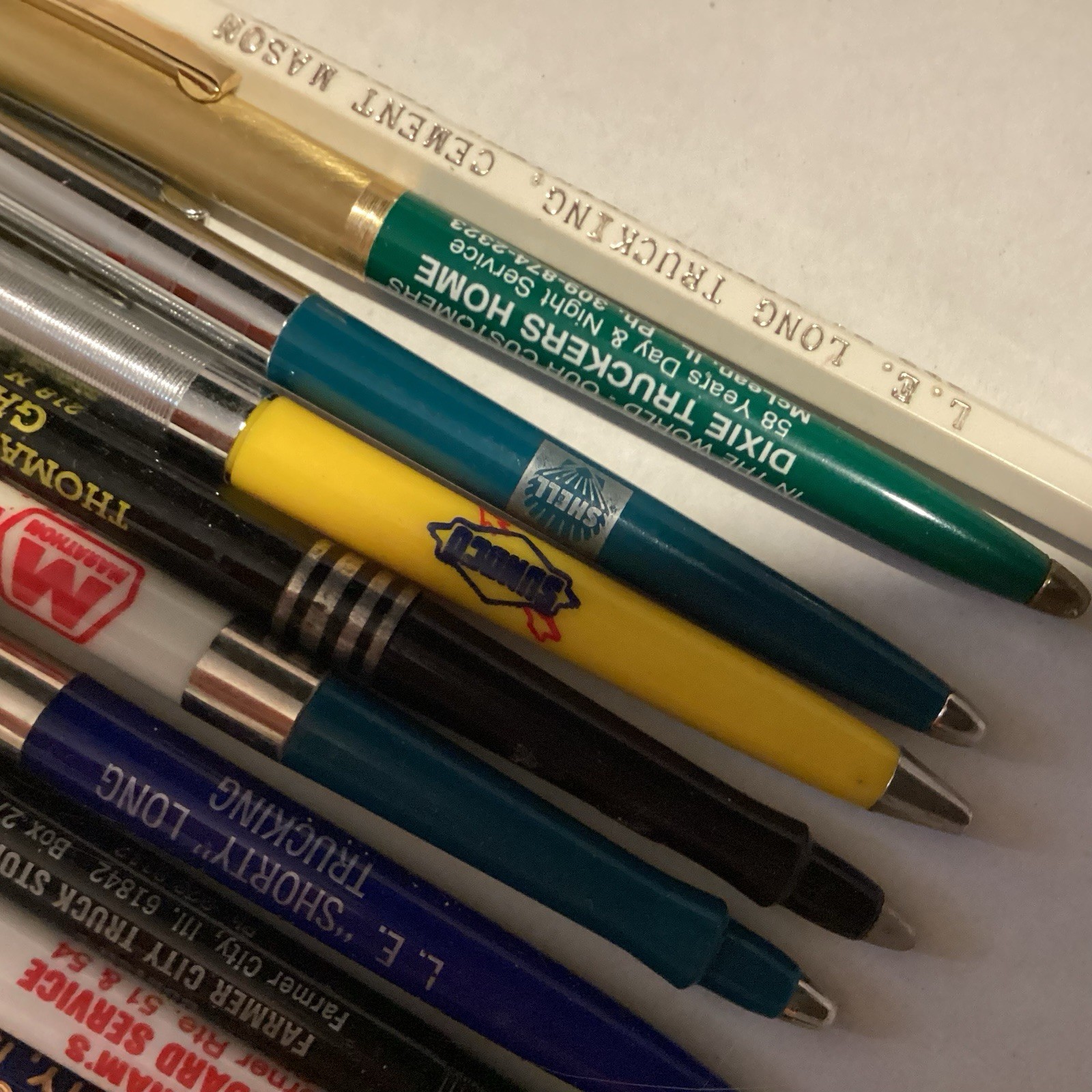 VINTAGE 1970'S ADVERTISING PENS GAS & OIL AND TRUCKING FROM ILLINOIS LOT OF 10