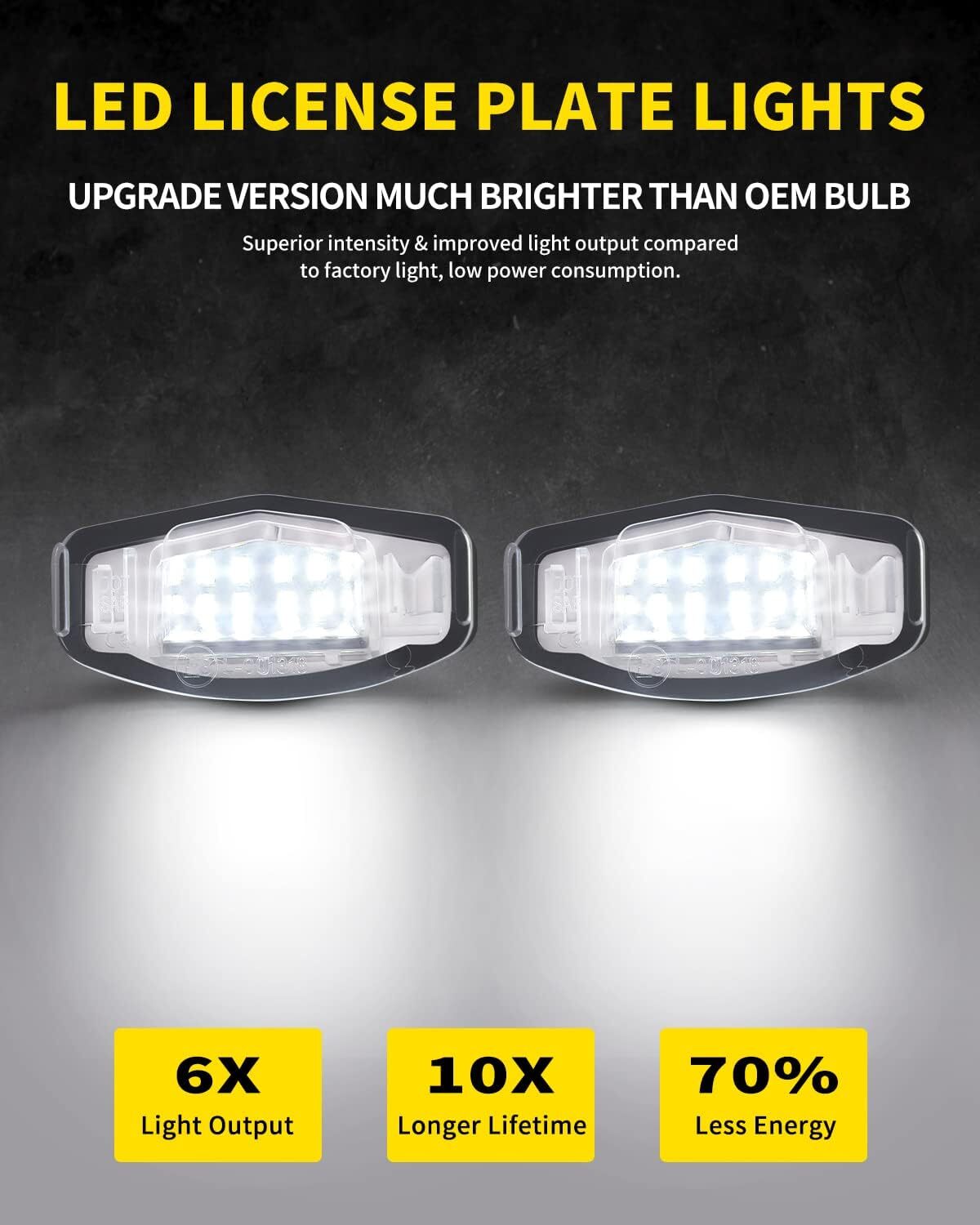 2Pcs LED License Plate Light Tag Lamp White For Honda Accord Civic Sedan