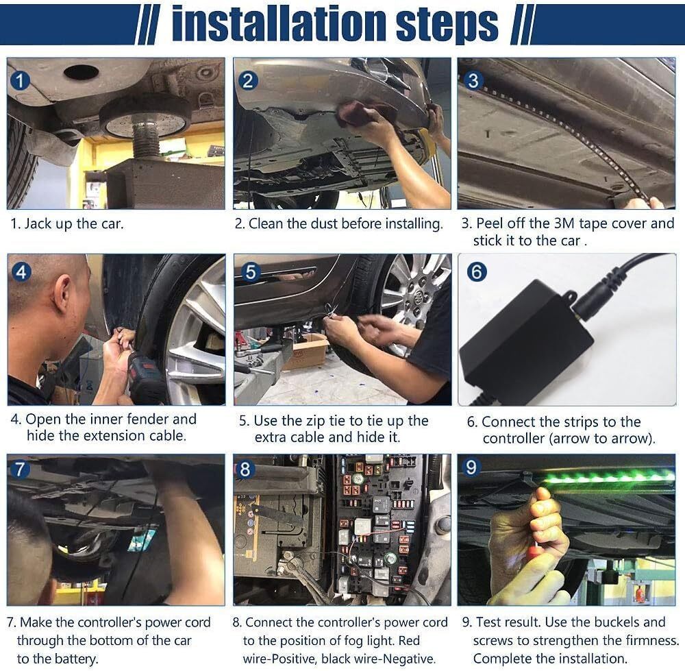 6PCS Double Row LED RGB Dream Lights Strip Neon Underglow LED Chasing Kit Remote