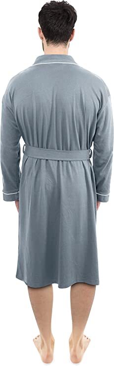 Bathrobe For Mens Knit Robe Lightweight Summer Cotton Blend Bathrobe NY Threads