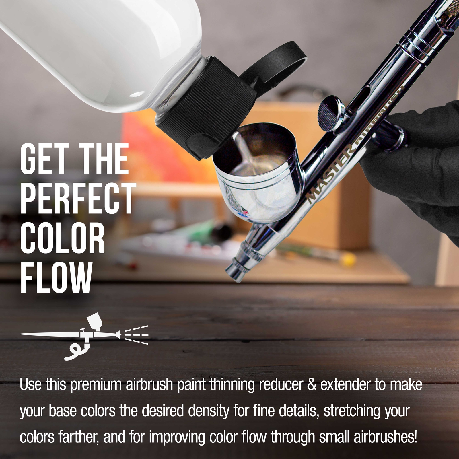 4 oz Airbrush Thinner & Extender Base, Reducing Acrylic Airbrush Paint Colors