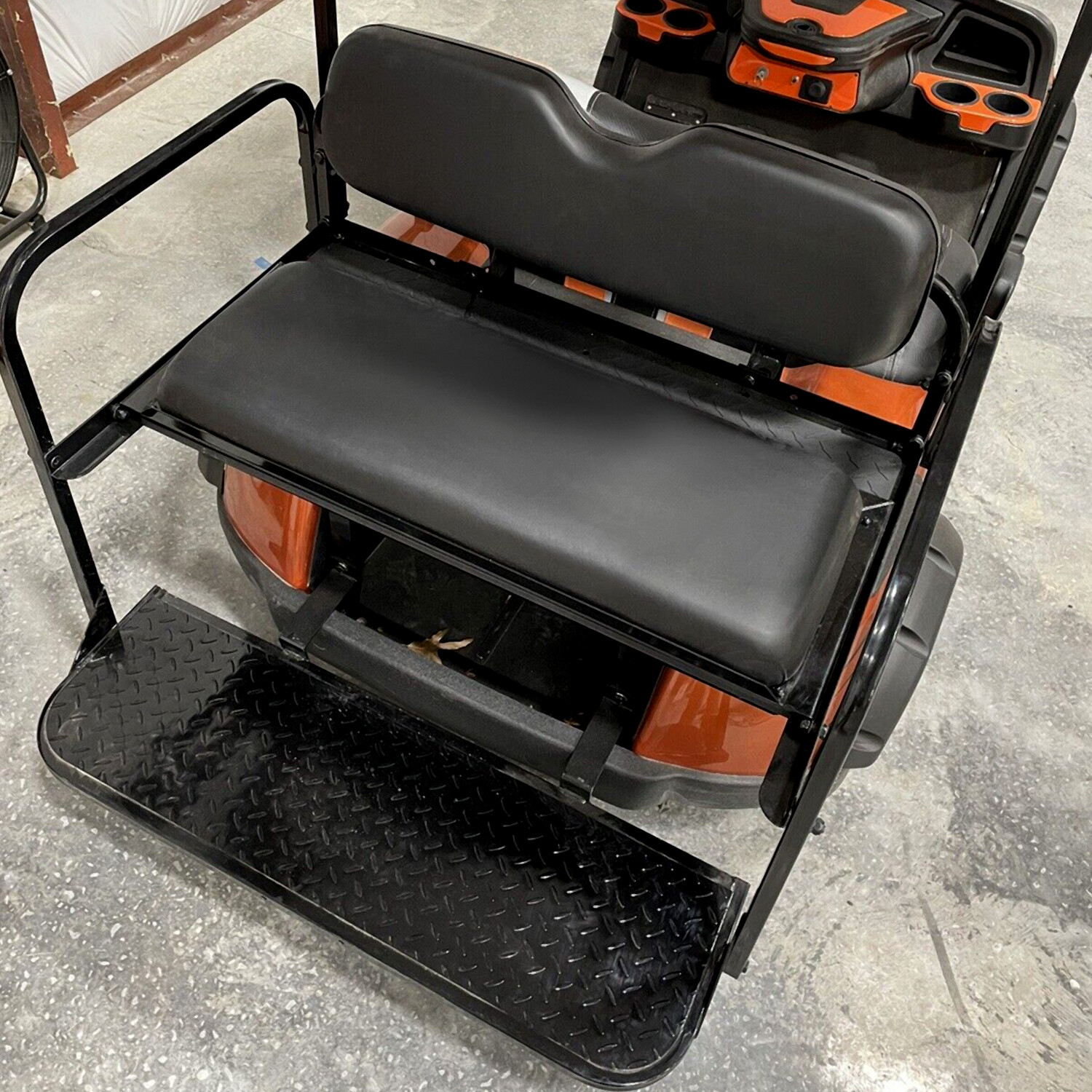 Golf Cart Flip Folding Rear Back Seat Kit w/ Roof Support For EZGO TXT 1995-UP