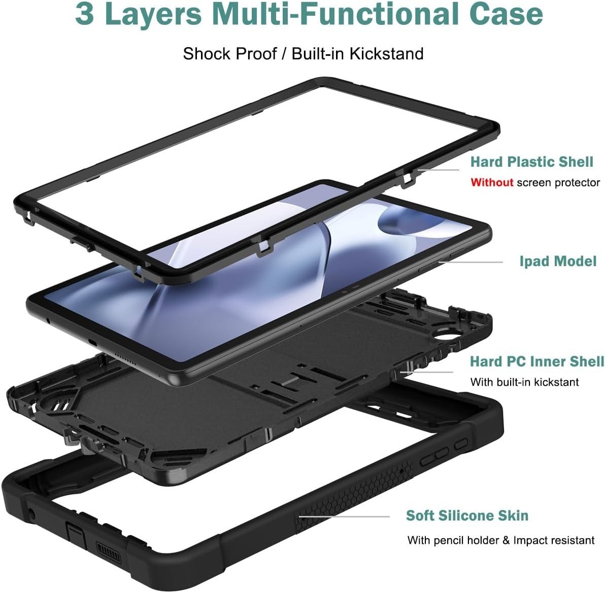 For T-Mobile REVVL Tab 2 5G 10.1" Heavy Duty Case Stand Cover Screen Protector