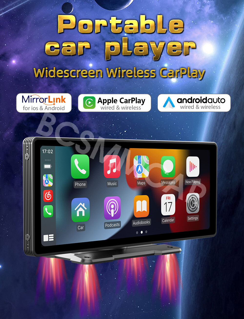 Portable Car Radio Multimedia Player 9.3in For Apple Carplay BT/FM Mirror Link