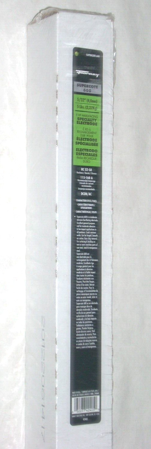 Forney Supercote 600 Hardfacing Electrodes 5/32 Dia Arc Rods 5 lb