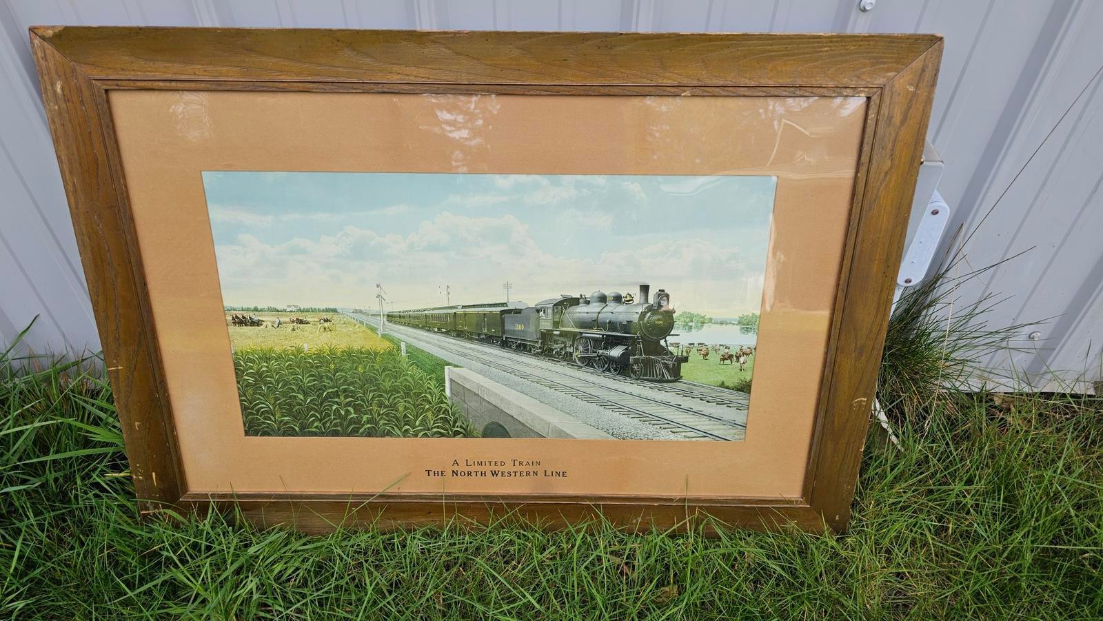 Spectacular all original hand touched depot litho from C&NW in original frame