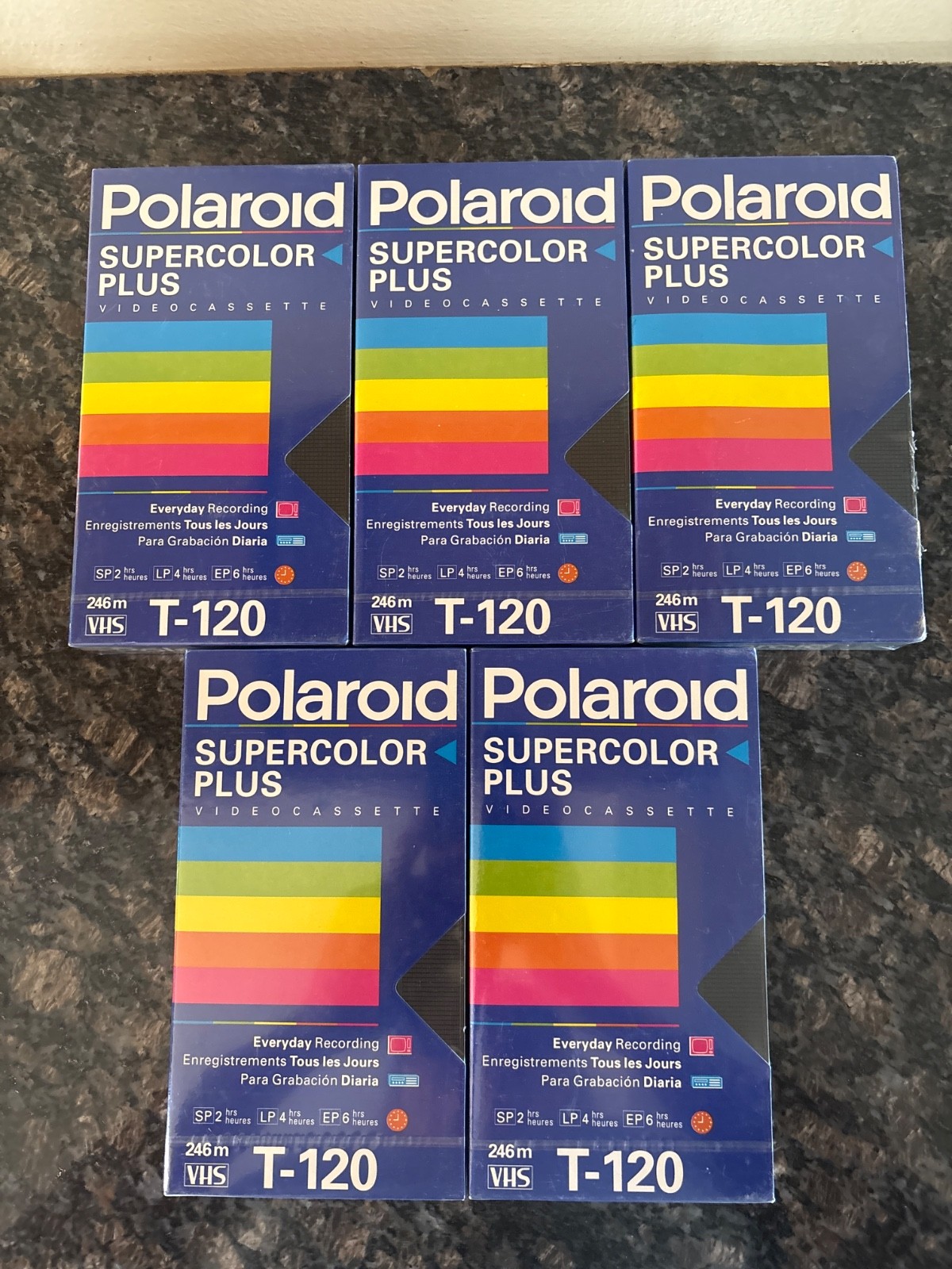 Lot of 5 Polaroid T-120 Supercolor Plus VHS Blank Video Cassette Tapes Sealed