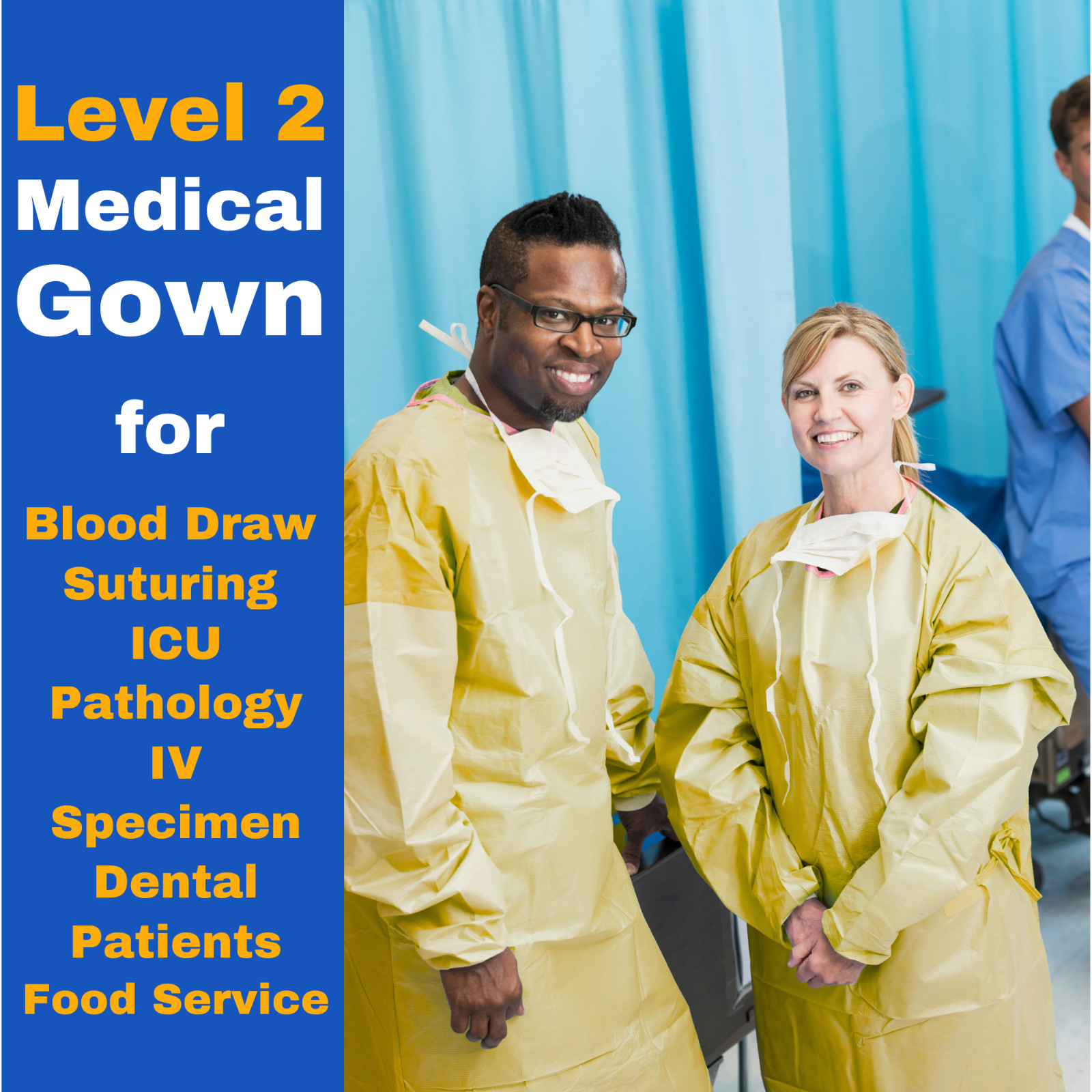 10 Pack Level 2 Disposable Medical Gown Yellow Isolation Gown Hospital Dental