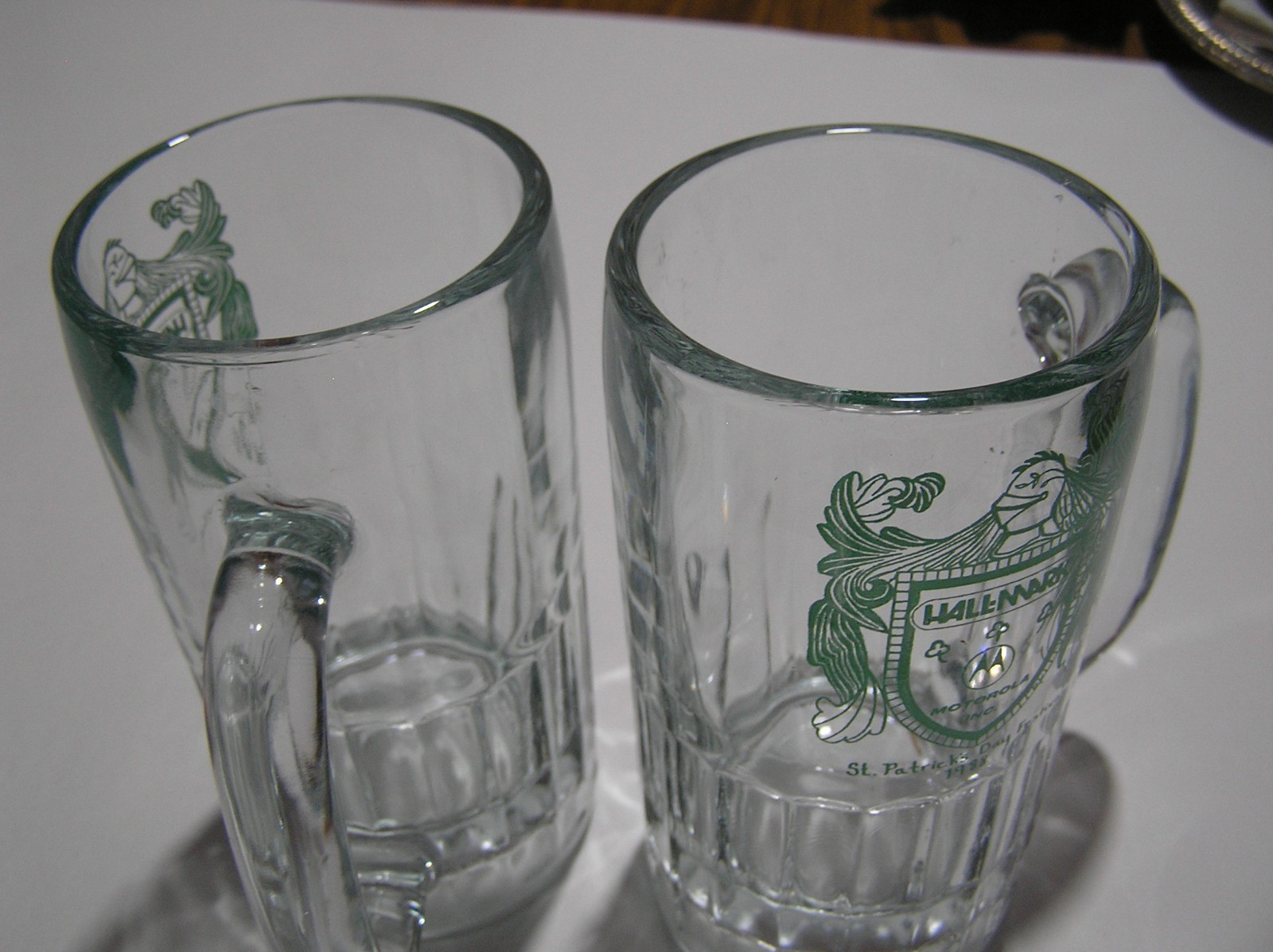 2 Vintage Beer Mugs Commemorating The Motorola St.Patrick's Day Festival in 1988