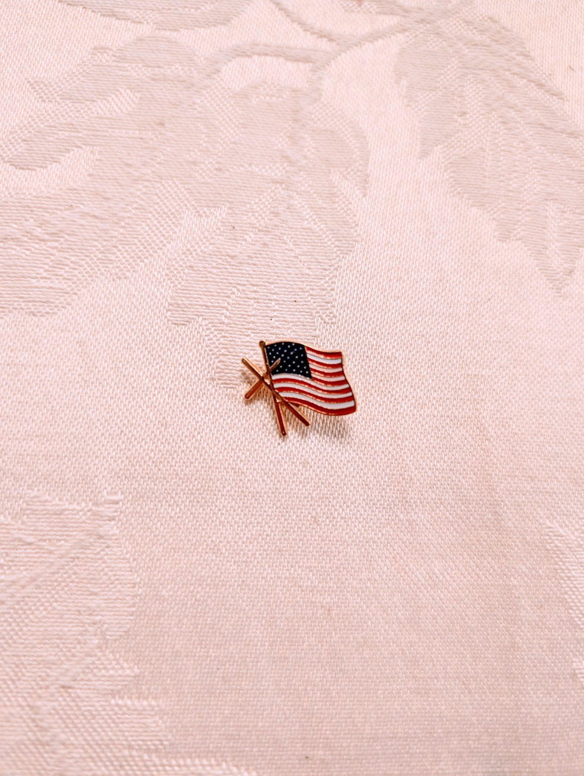 American Flag & Cross Lapel Pin Christian Patriotic Gold Tone USA Doherty 3/4"