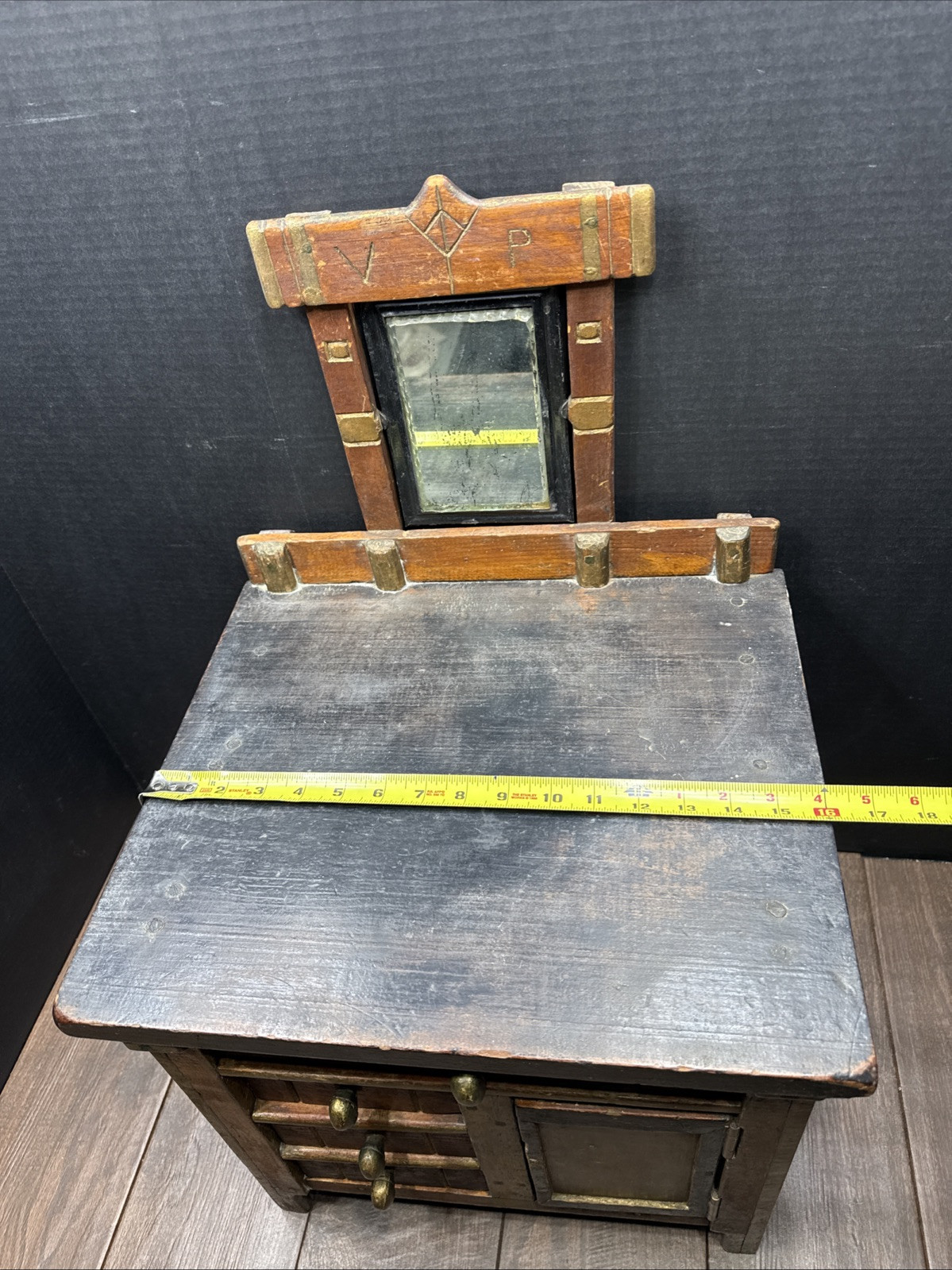 “ ANTIQUE EARLY 1900’s SALESMAN SAMPLE MINATURE FURNITURE DISPLAY WITH MIRROR “