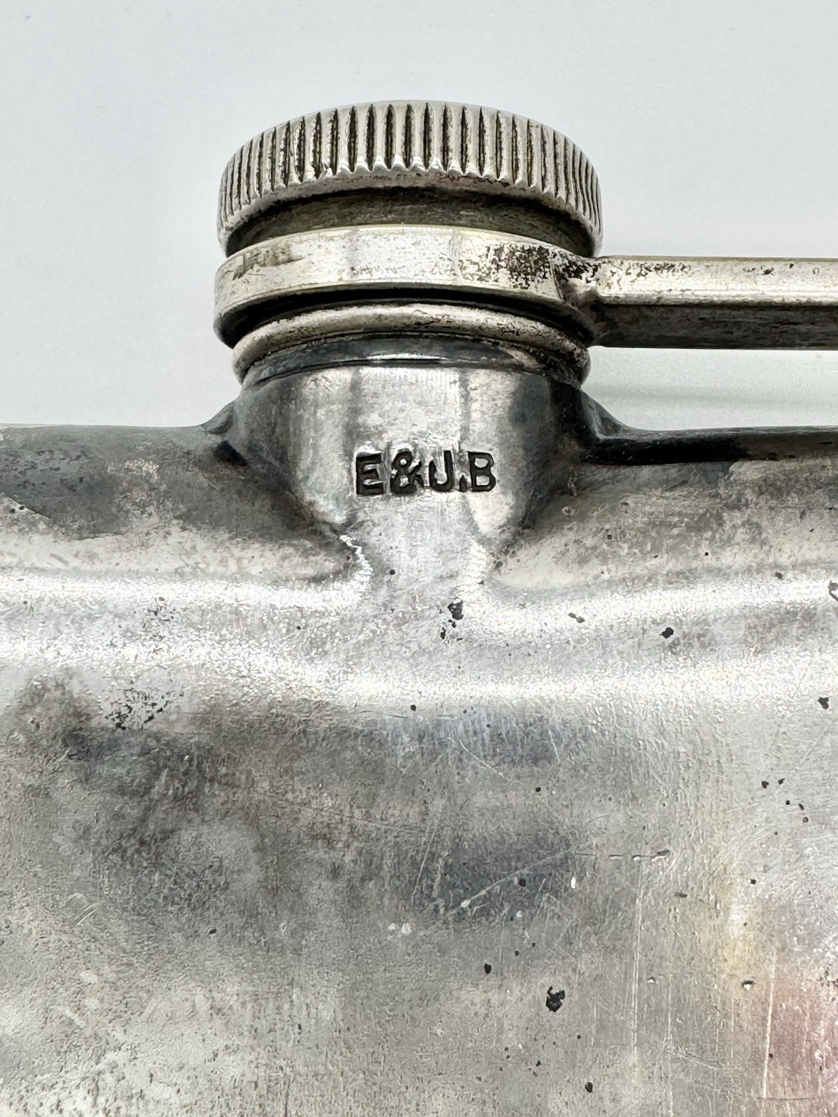 Antique E & J Bass Silver Plated Hammered Hip Flask Art Deco