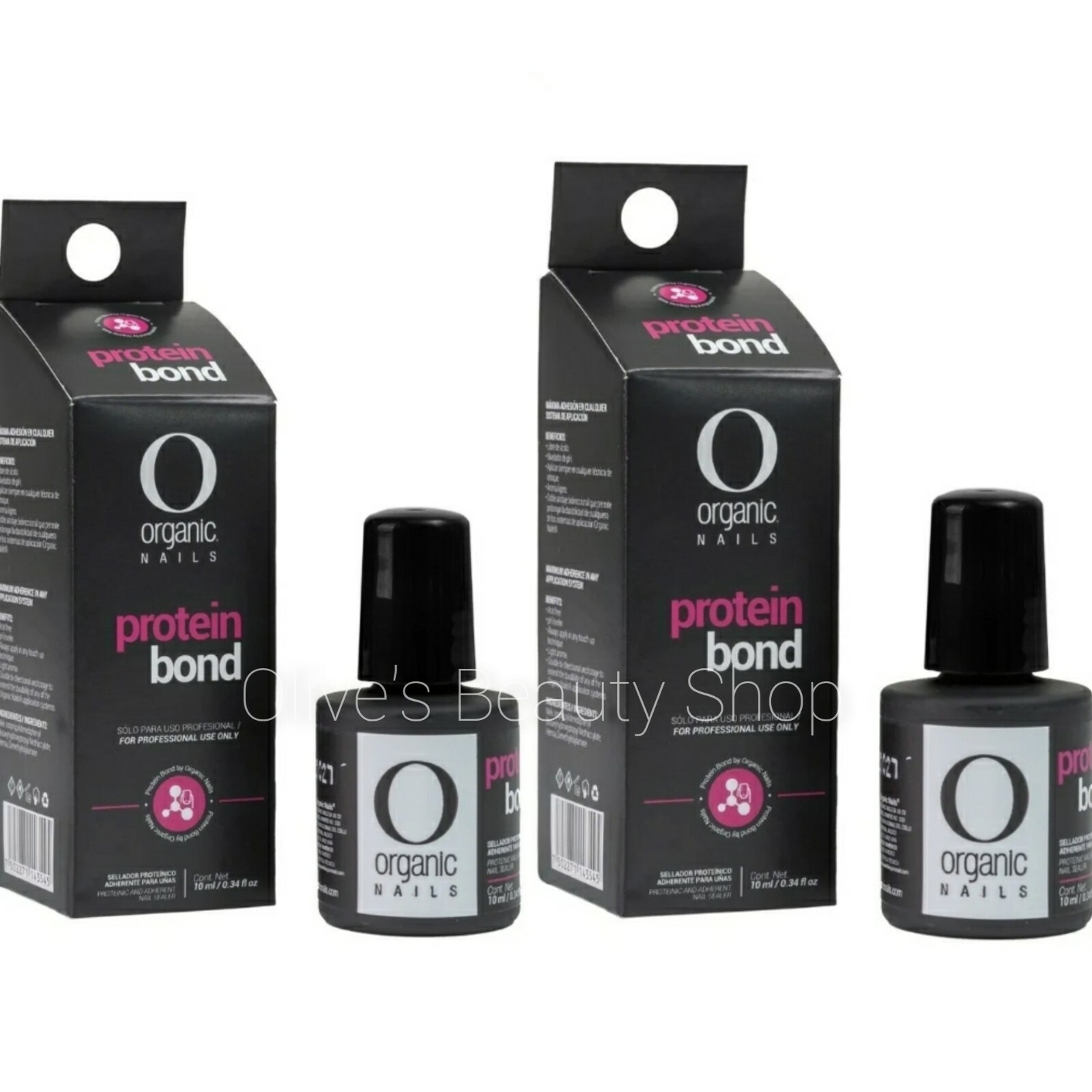 2 Pk Organic Nails PROTEIN BOND Sellador Proteico de 10 ml each.