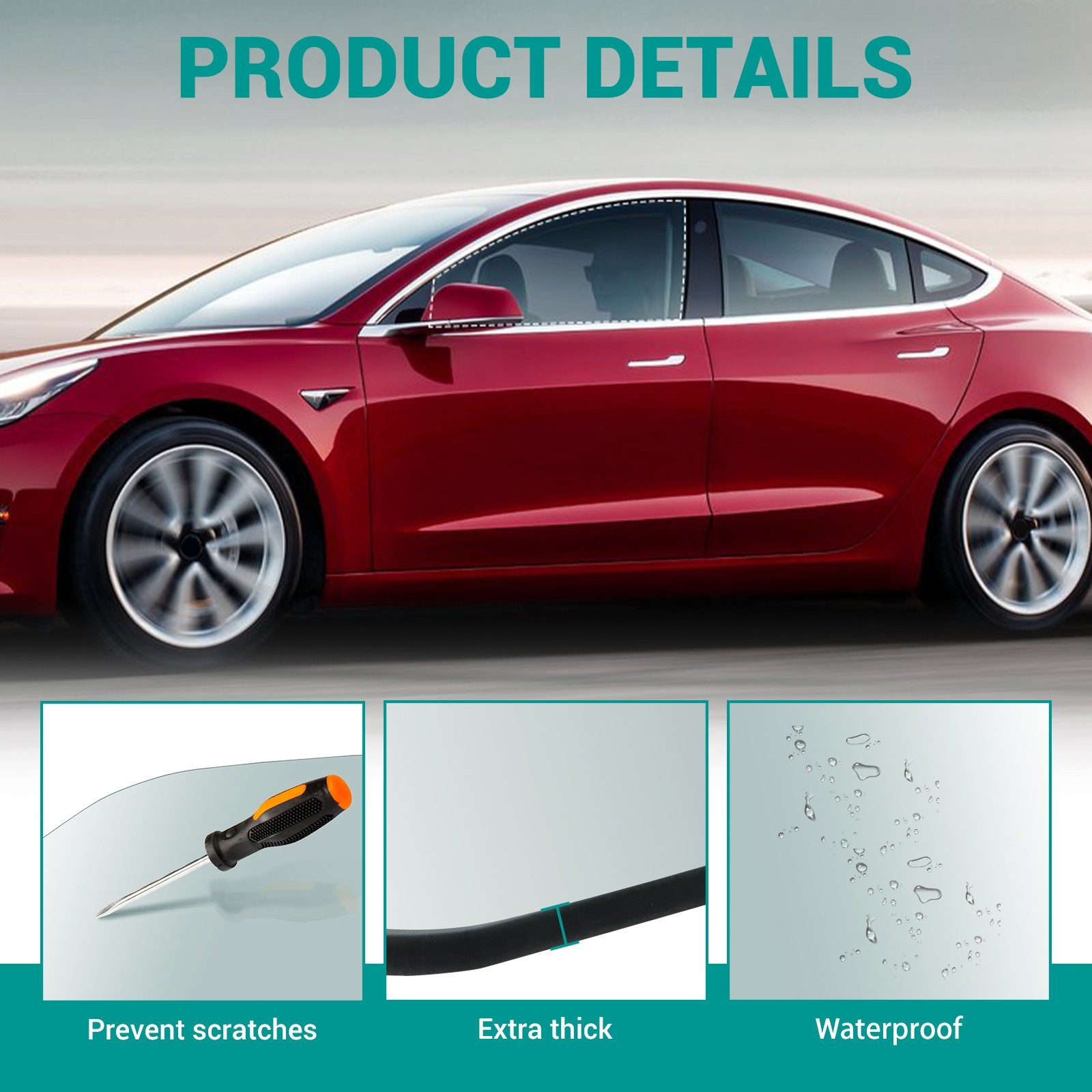 Fits 2017-2023 Tesla Model 3 Driver Left Side Front Door Window Door Glass