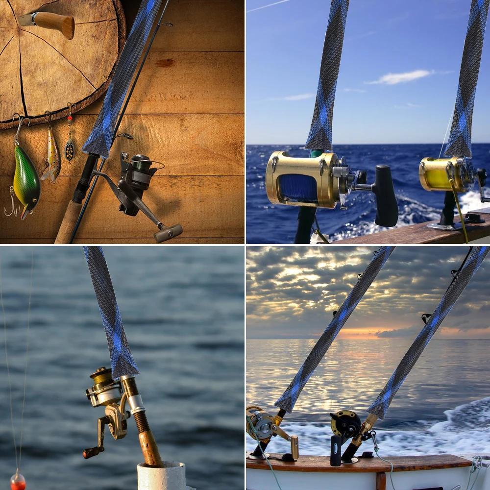 10 PCS Fishing Rod Sock Mesh Covers Braided Pole Protector Sleeve Fish Tool USA