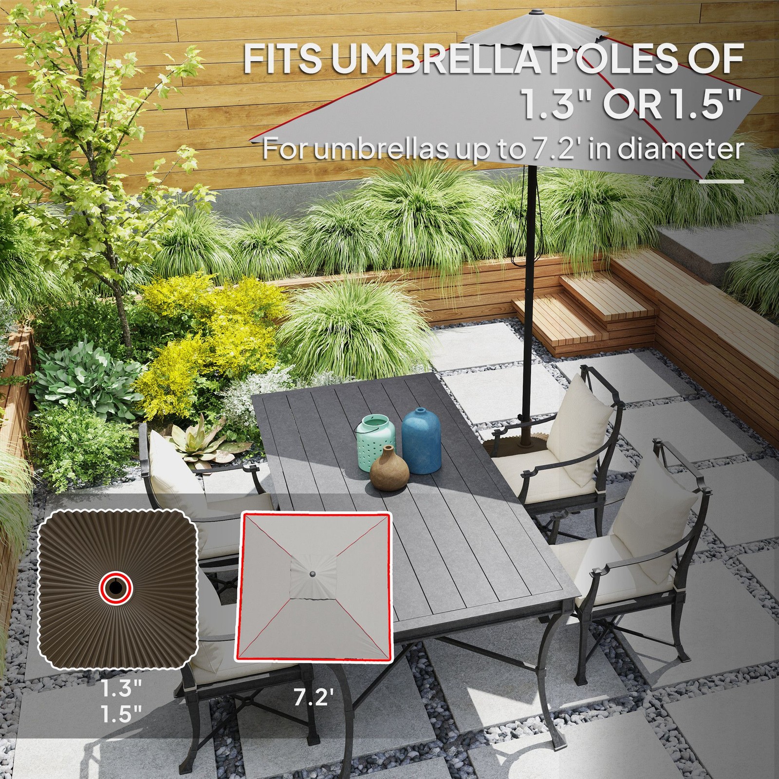 Square Patio Umbrella Base Heavy Duty Outdoor Stand Fillable Brown 42lbs Sand