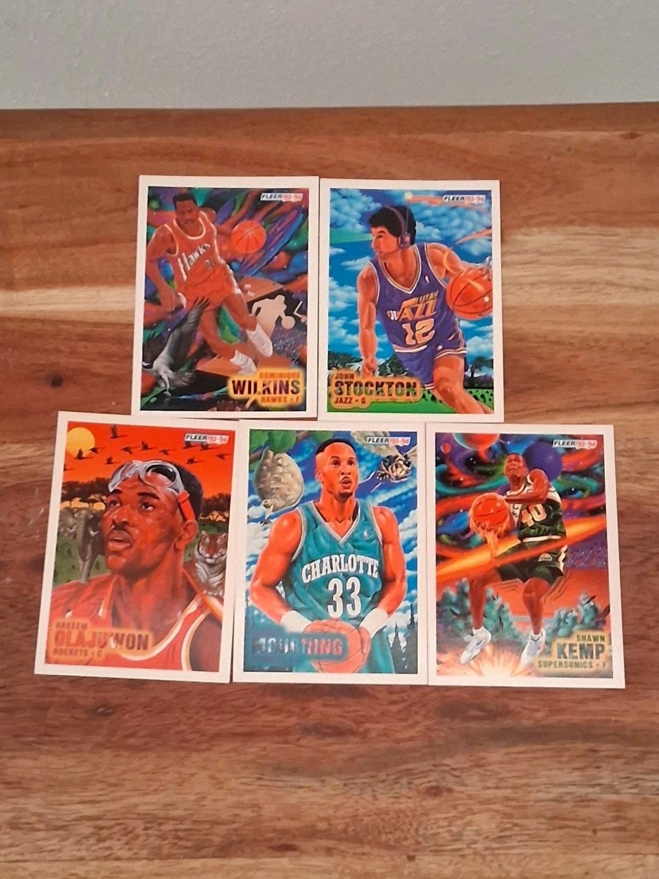 1993-94 FLEER PRO-VISION OLAJUWON STOCKTON KEMP MOURNING COMPLETE SUBSET (5)