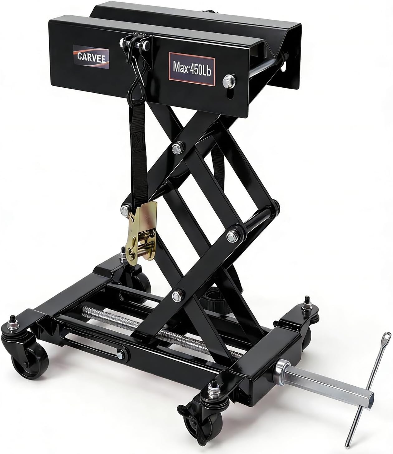 450 LBS Low Profile Transmission Jack Auto Repair Lift 7-23 Inch w/Safety Straps