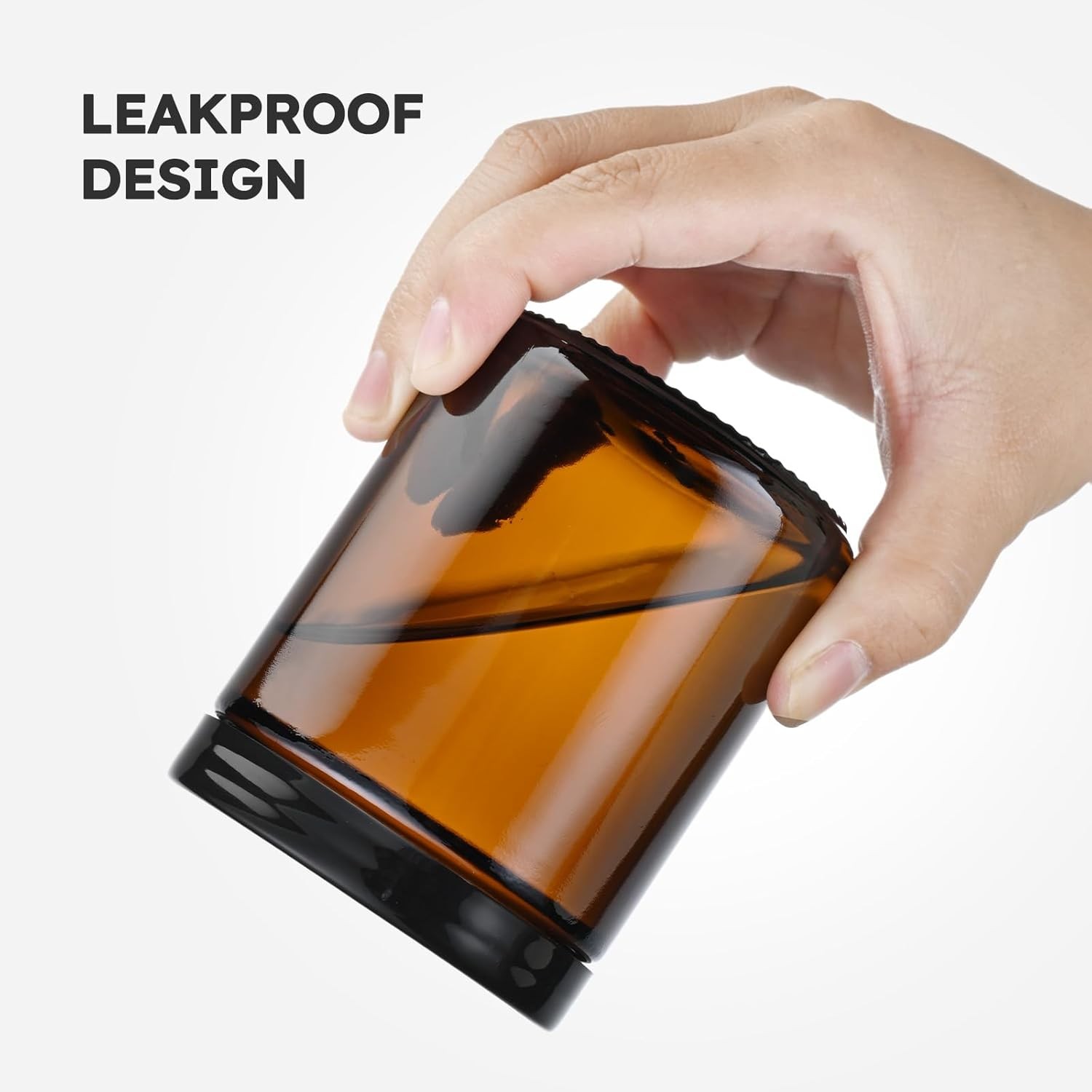 Tecohouse 8oz Amber Glass Jars with Lids, 3 Pack Candle Jars with Blank Labels,