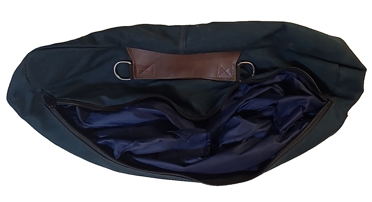 Cantle Saddle Bag with Fold Out Saddle Cover in Dark Blue/Green with Blue Cover