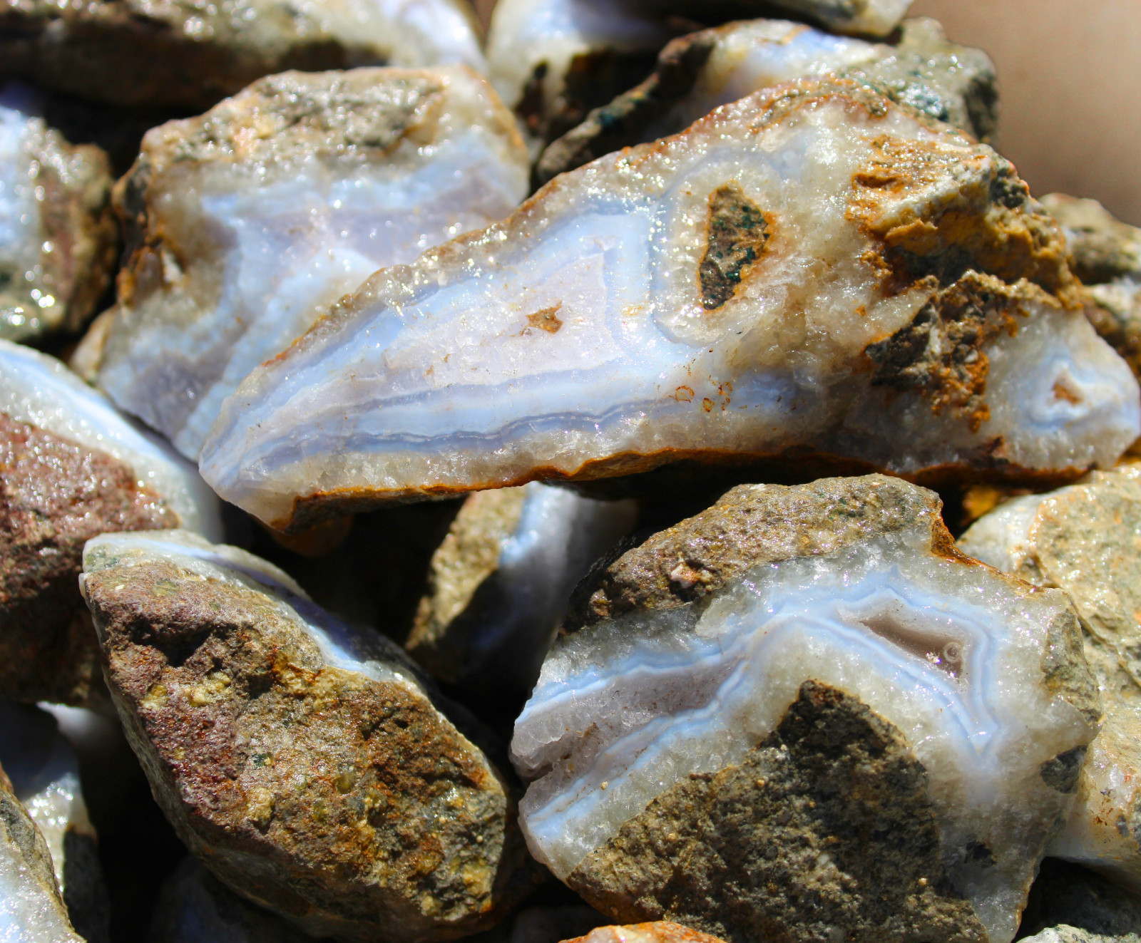 Blue Lace Agate - Rough Rocks for Tumbling - Bulk Wholesale 1LB options