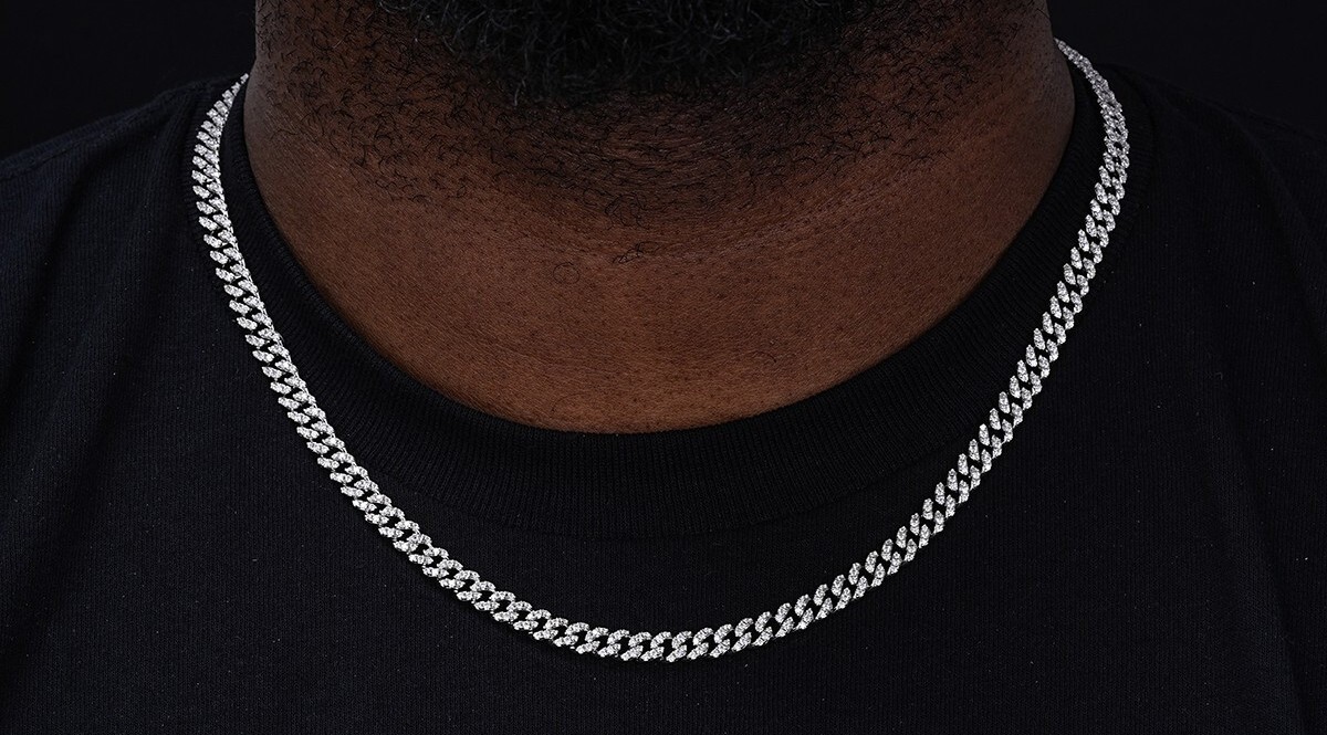 Genuine MOISSANITE Miami Cuban Chain Necklaces 6mm, 925 Sterling Silver, Icey