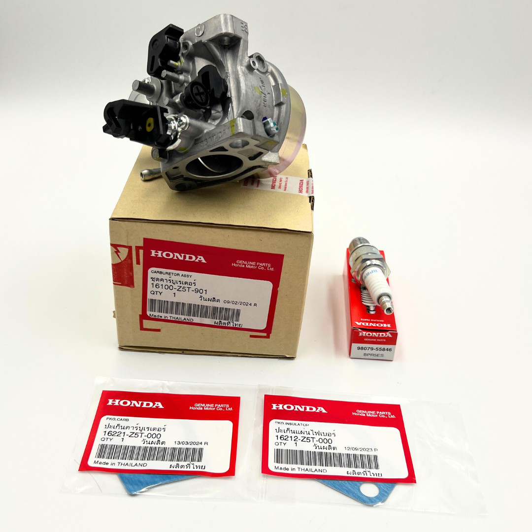 Genuine Honda 16100-Z5T-901 Carburetor kit w/ Gaskets & Spark Plug 98079-55846