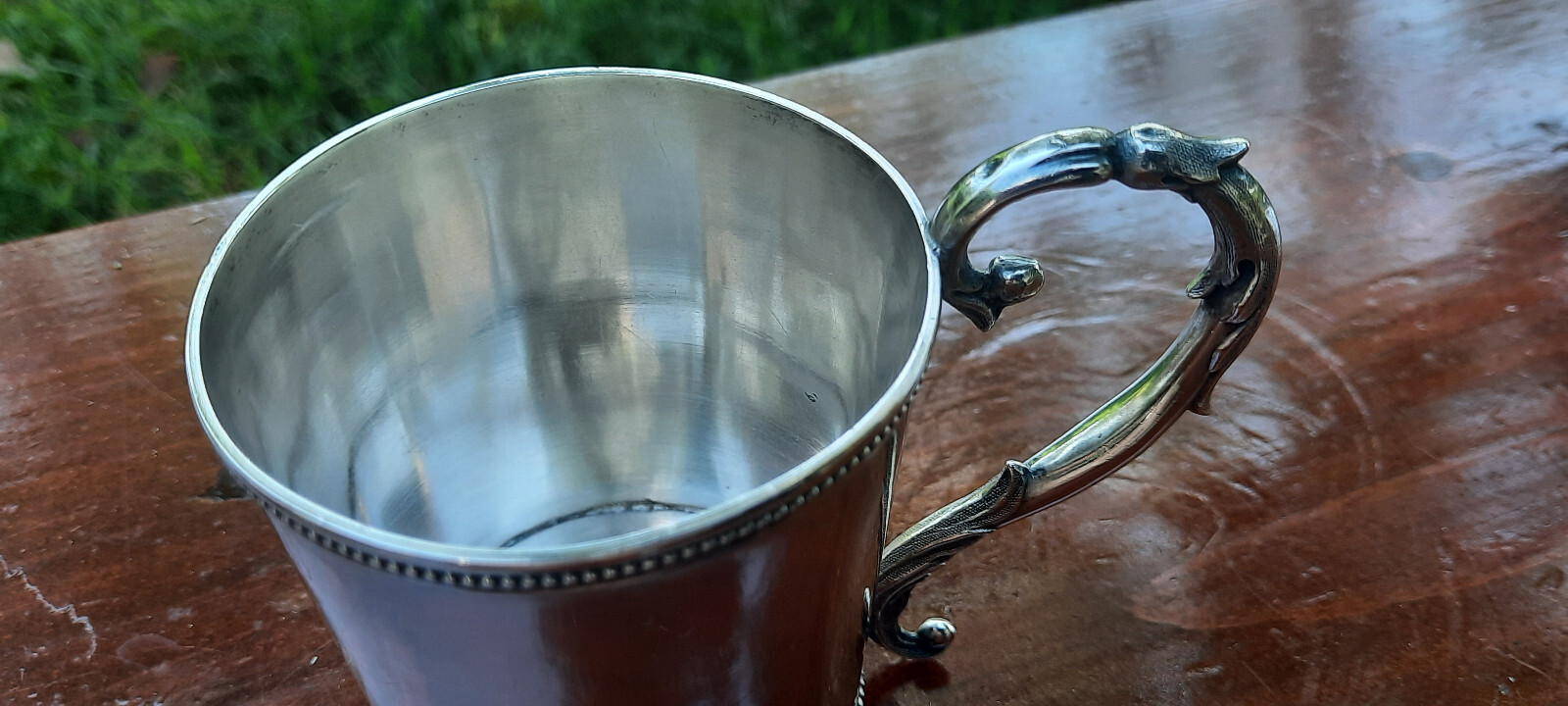 Pure Silver Coin Tift & Whiting Small Beaded Cup 69 grams, no Mono