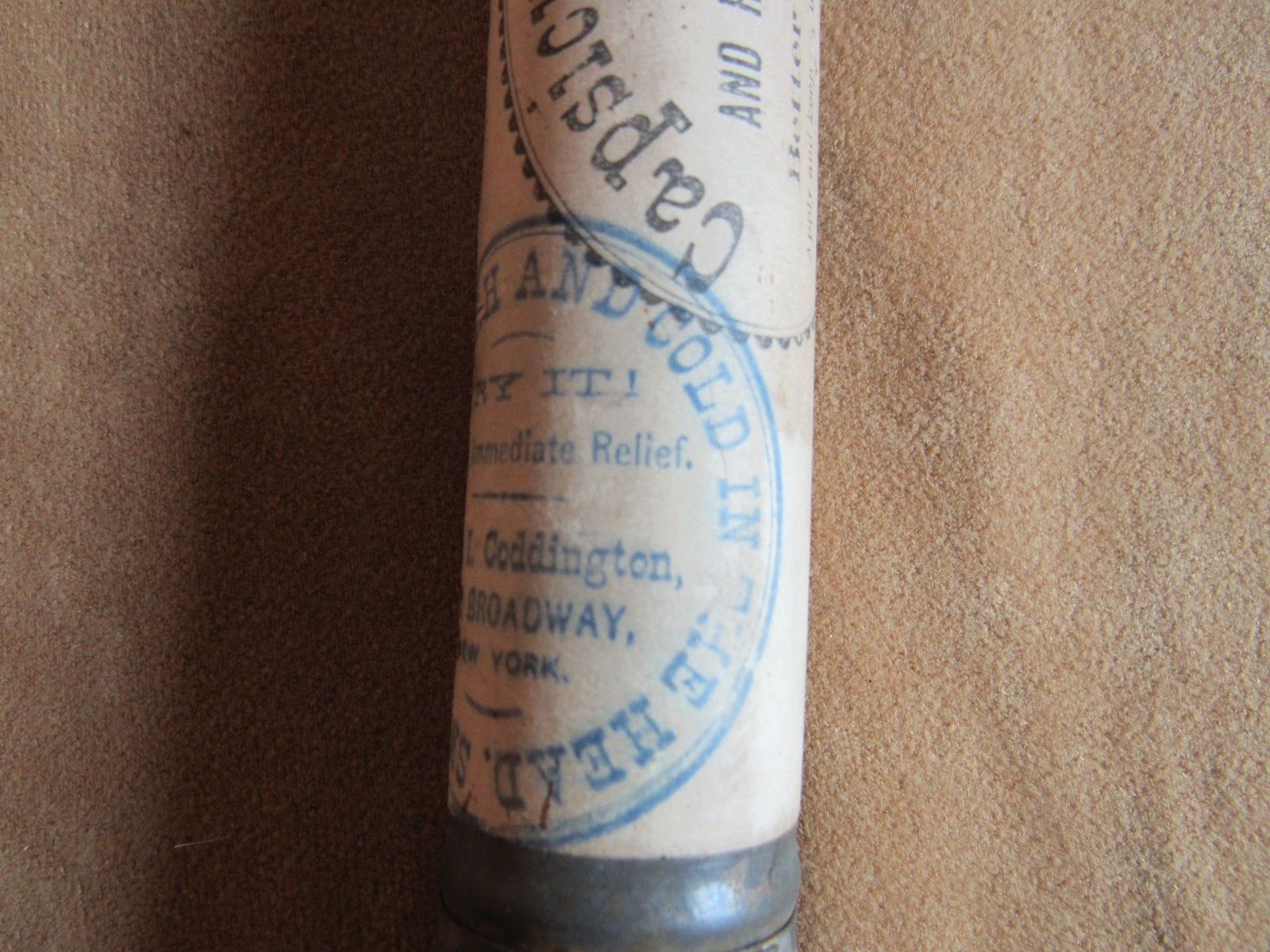 1872 Early Indian Wars Era Quack Medicine Plaster in Tin Tube Rare 1870s