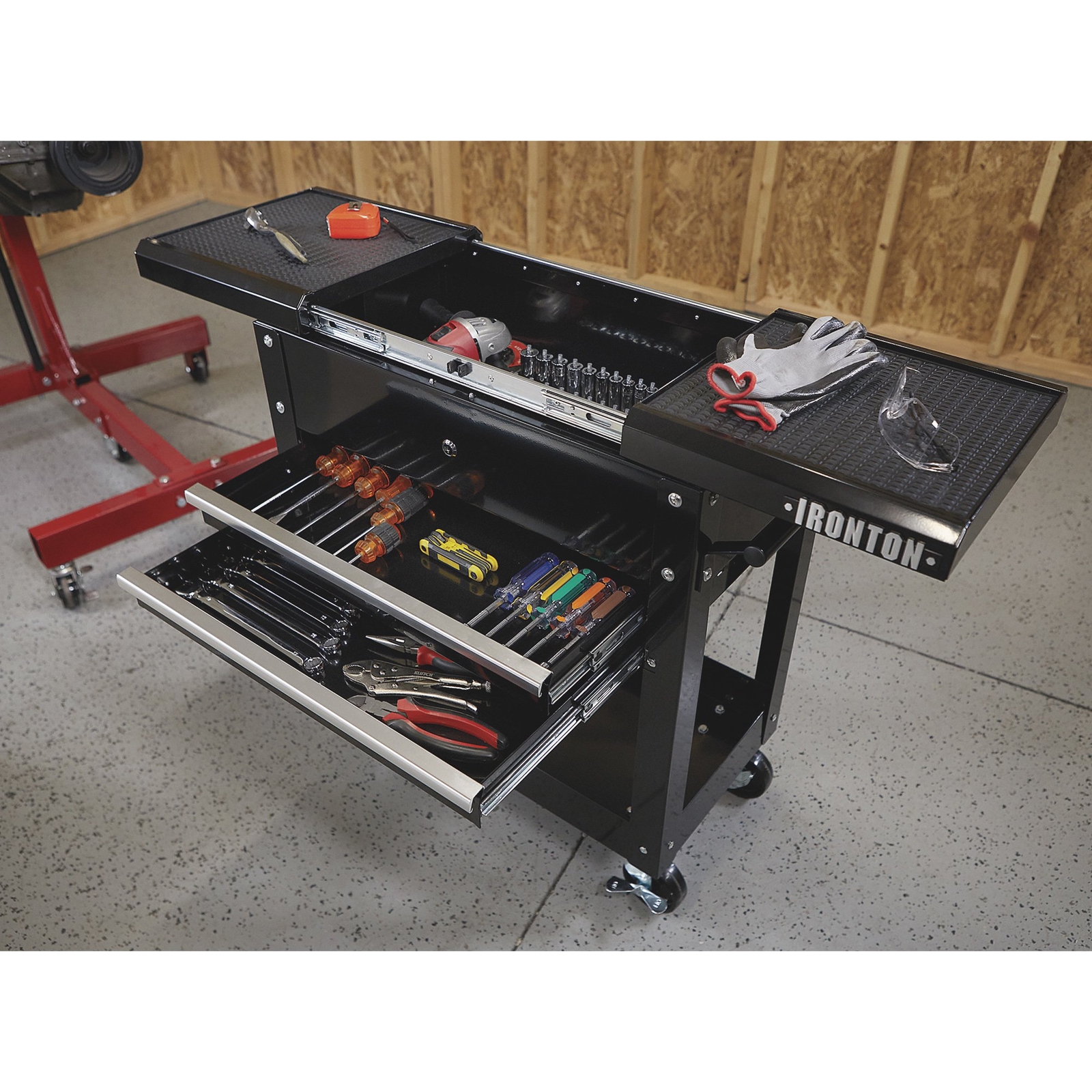Ironton 28in. 2-Drawer Tool Cart, 30-1/2in.L x 14-1/2in.W x 33in.H, 350-Lb.