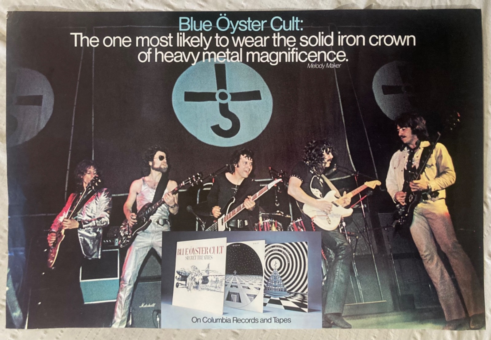 Blue Oyster Cult 1974 Promo Poster Secret Treaties Tyranny And Mutation N