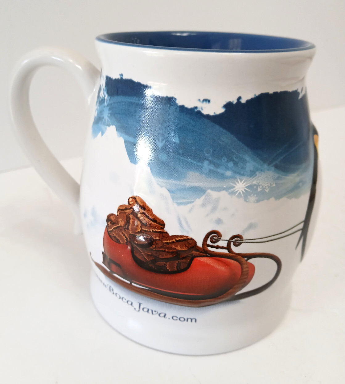 Penquins Boca Java Red Sleigh 3D Coffee Mugs Wishing You A Java Filled Holliday