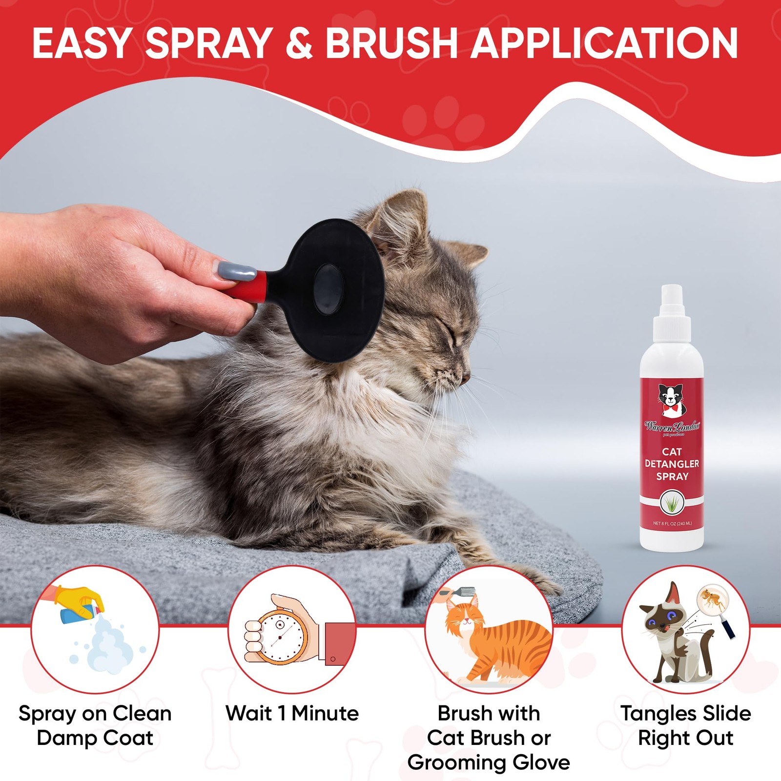 Cat Detangler Spray for Matted Hair | Leave in Conditioner Pet Detangling Spr...
