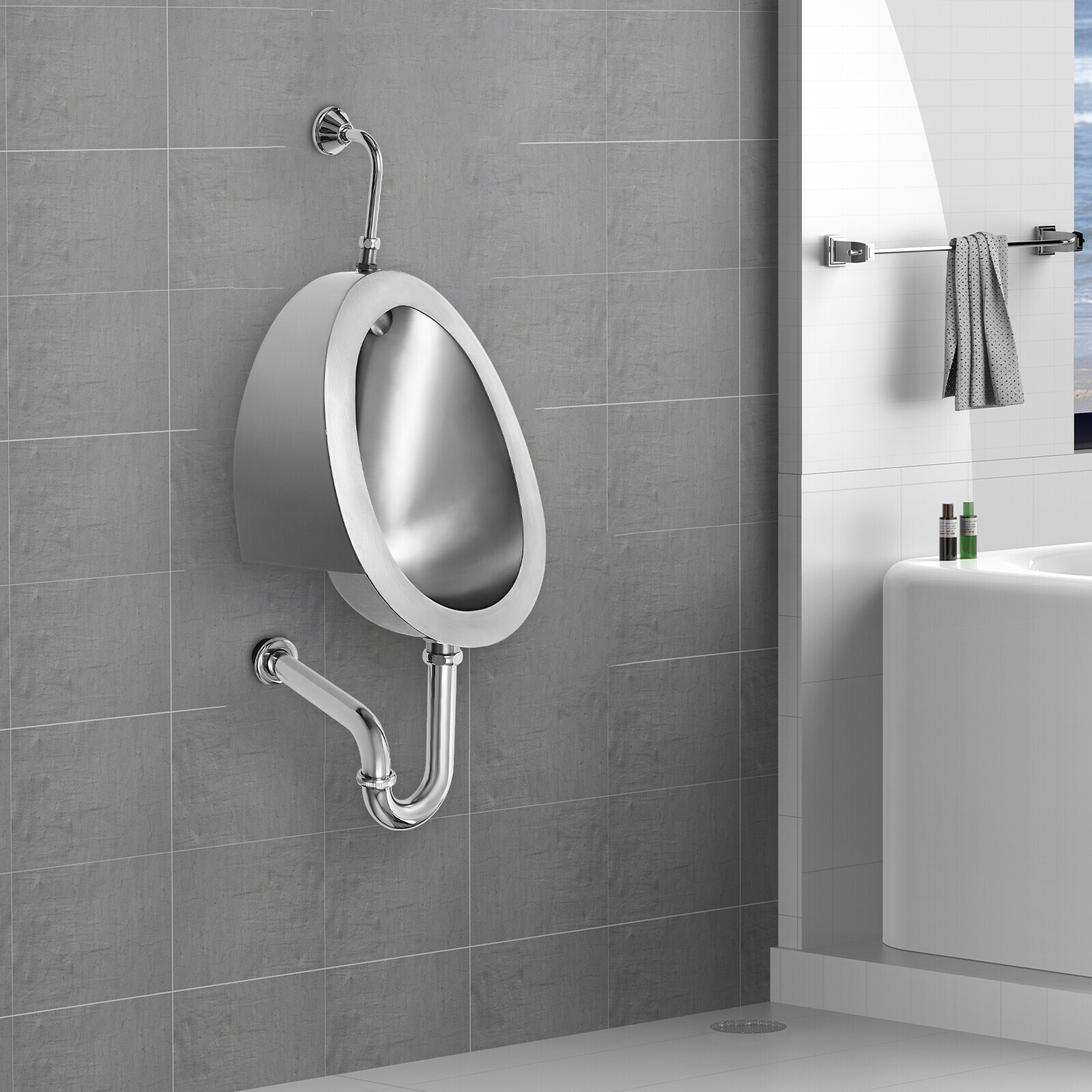 Automatic Wall Mounted Bathroom Urinal, Intelligent Sensor Flush Public Toilet