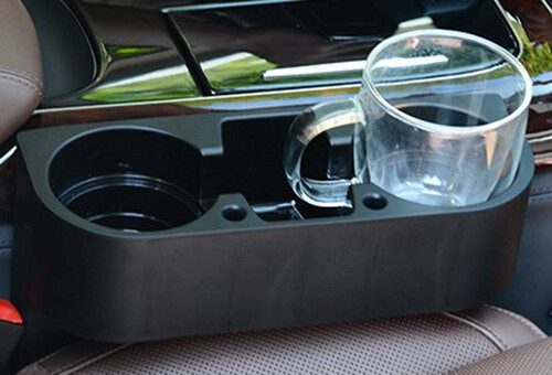 Black 2 Cup Holder Drink Beverage Seat Seam Wedge Car Auto Truck Universal Mount