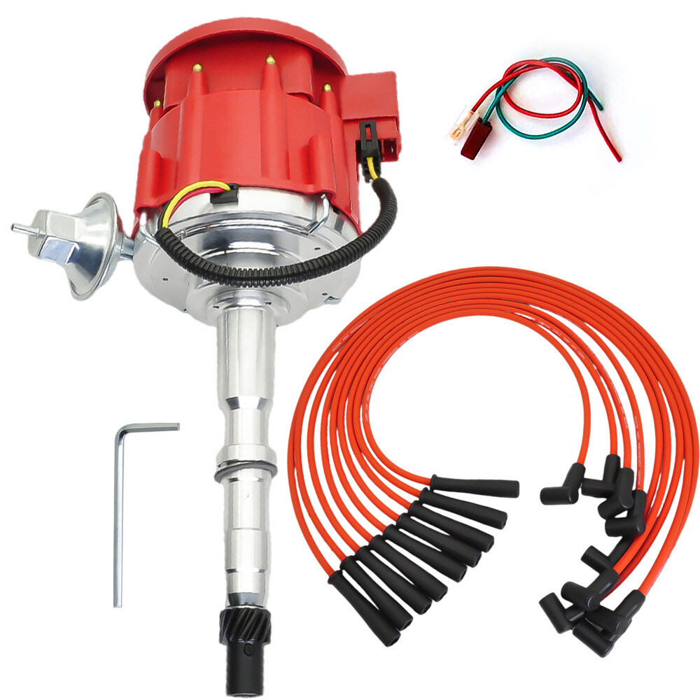 ✅for AMC/JEEP 1967-1990 290 304 360 390 401 HEI DISTRIBUTOR + RED Plug Wires USA