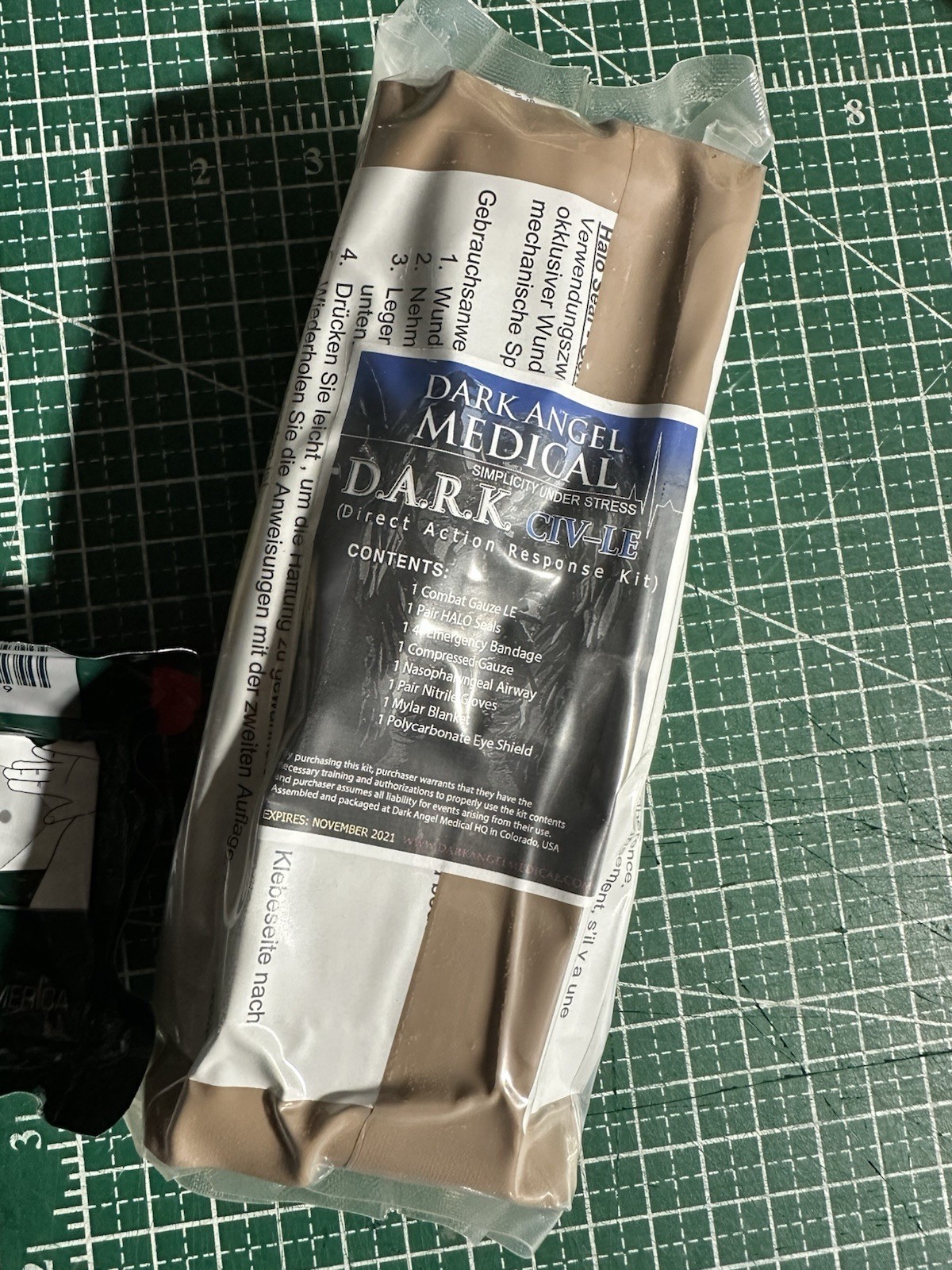 D.A.R.K. Slim Trauma Kit Ranger Green. Dark Angel Medical CIV-LE