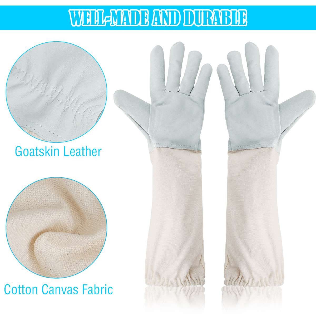 Beekeeping Gloves Goatskin Bee Keeping with Vented Beekeeper Long Sleeve protect