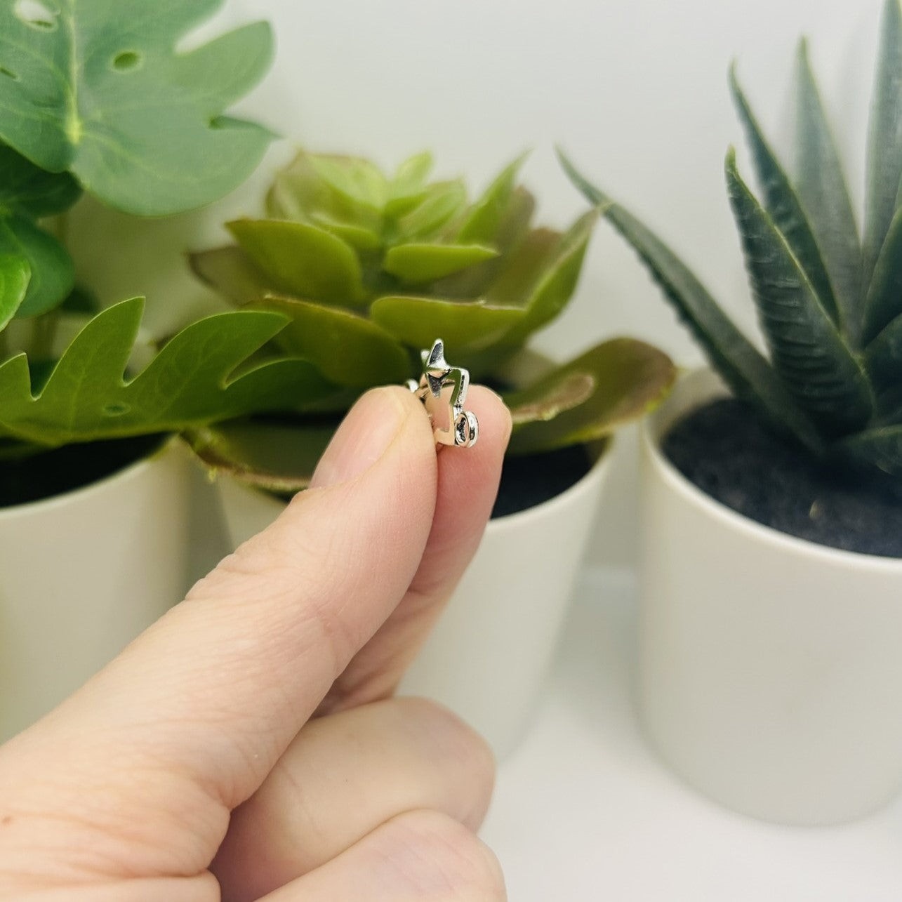 Celestial Silver Star Connector Charm, 18x12mm - US Seller