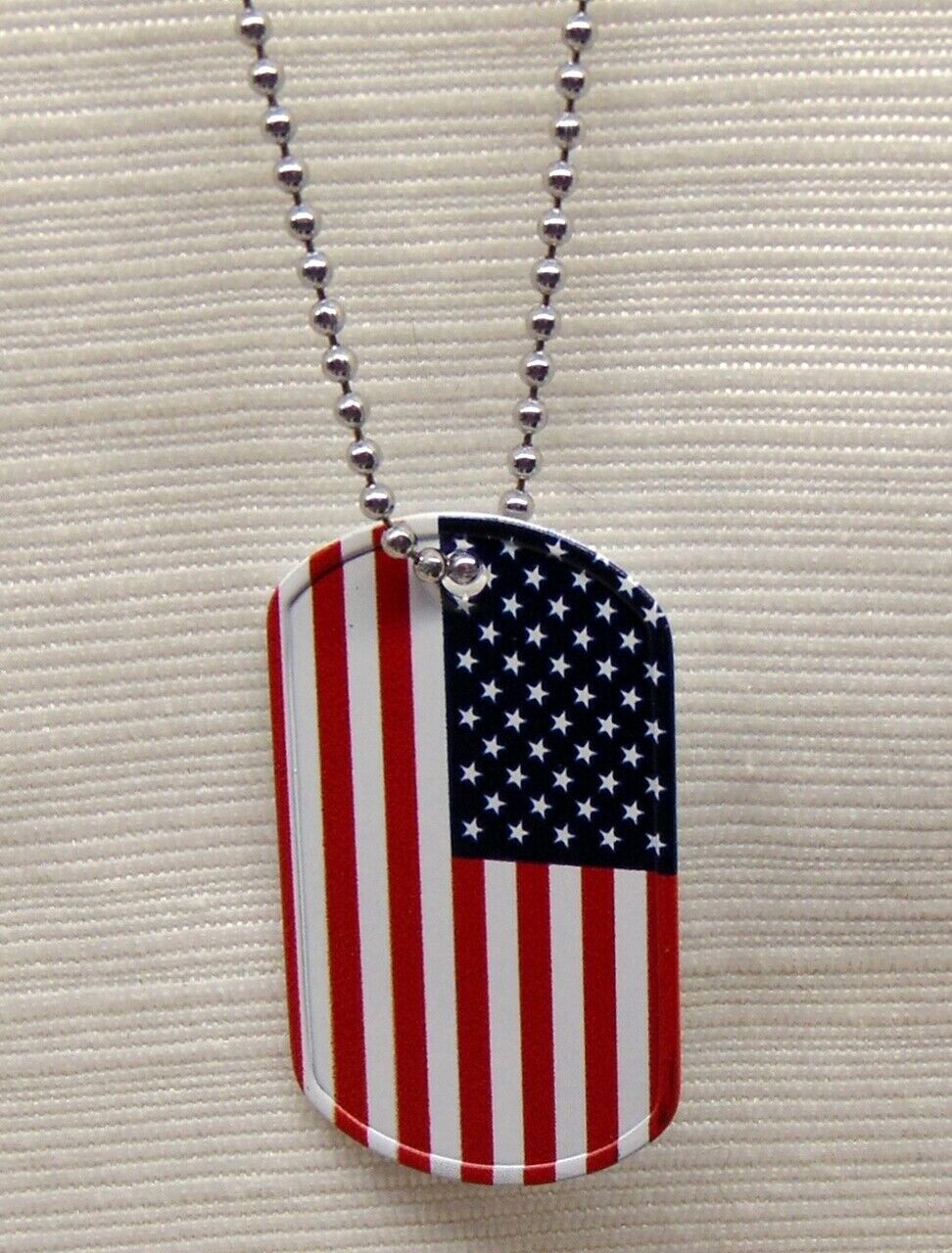 One American Flag Full Color Military Dog Tag ~ Stainless Steel plus 30" Chain